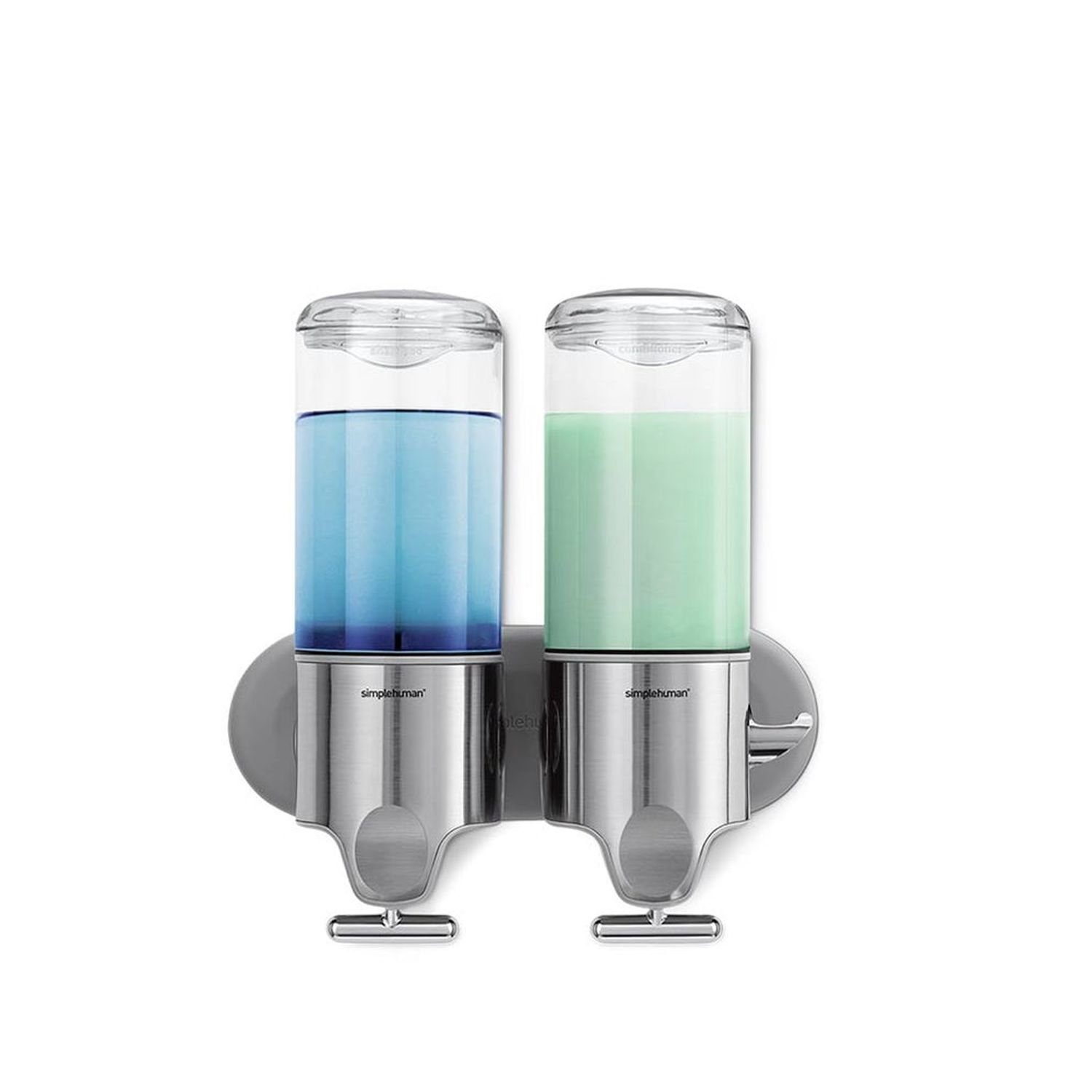 simplehuman Seifenspender Doppel-Spender mit Wandhalterung 444 ml Edelstahl