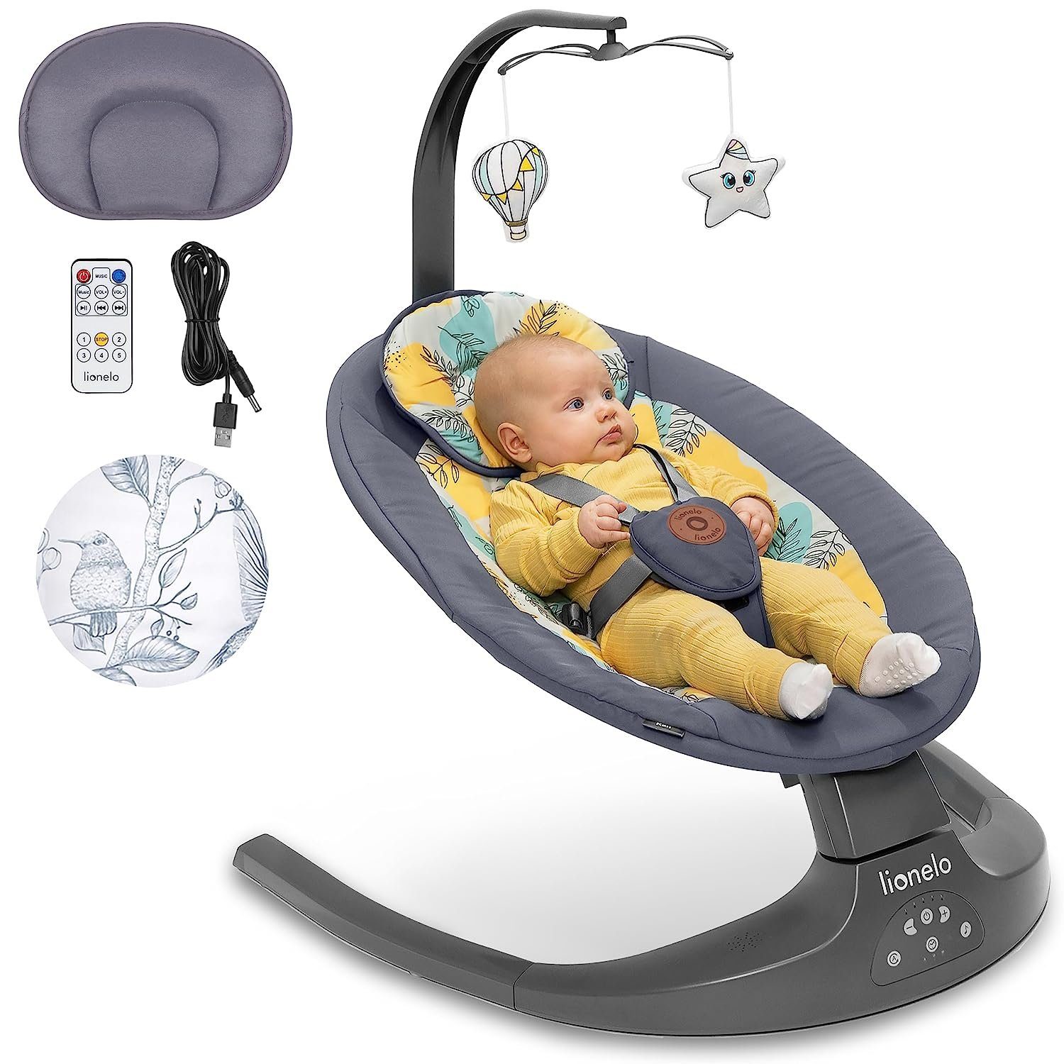 LIONELO Babywippe RALF 2in12-stufige VerstellungVon der Geburt bis 9 kg mehr