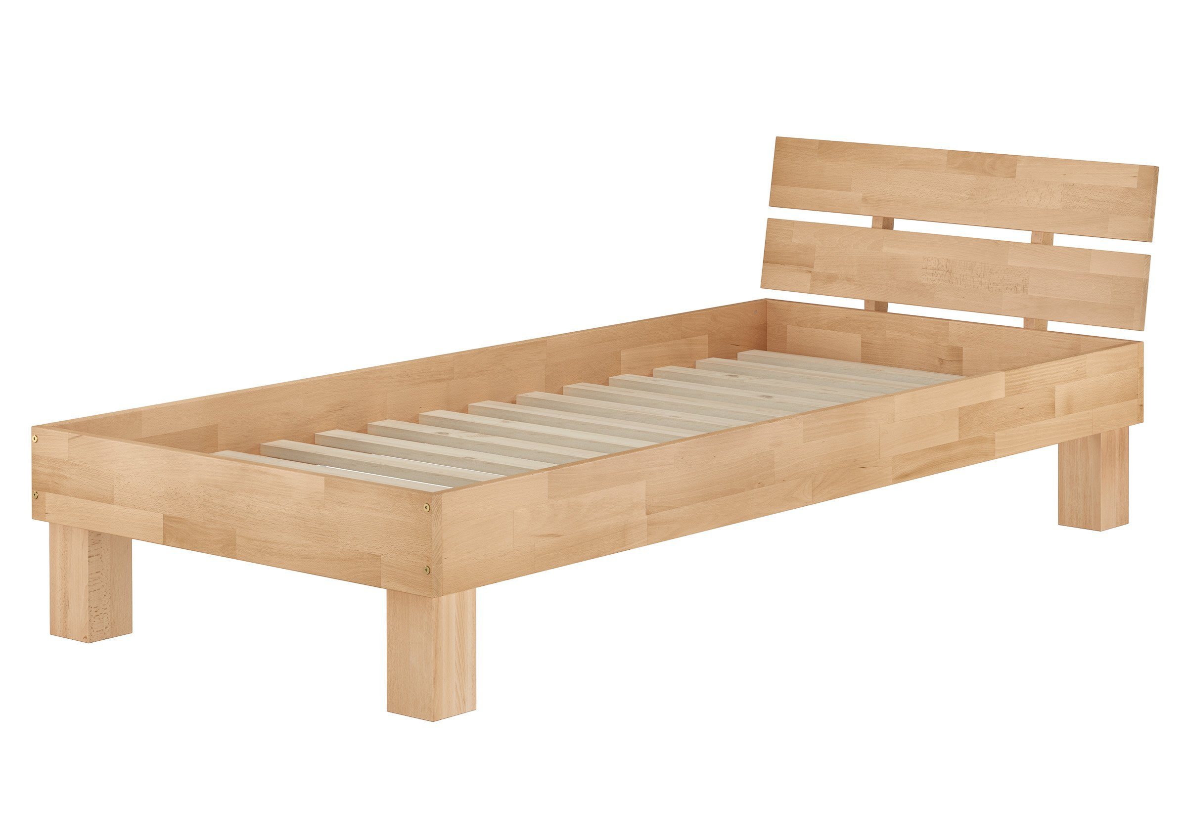 ERST-HOLZ Massivholzbett Buche Bett 90 x 200 cm Geölt für Jugendliche und Erwachsene, Buche geölt