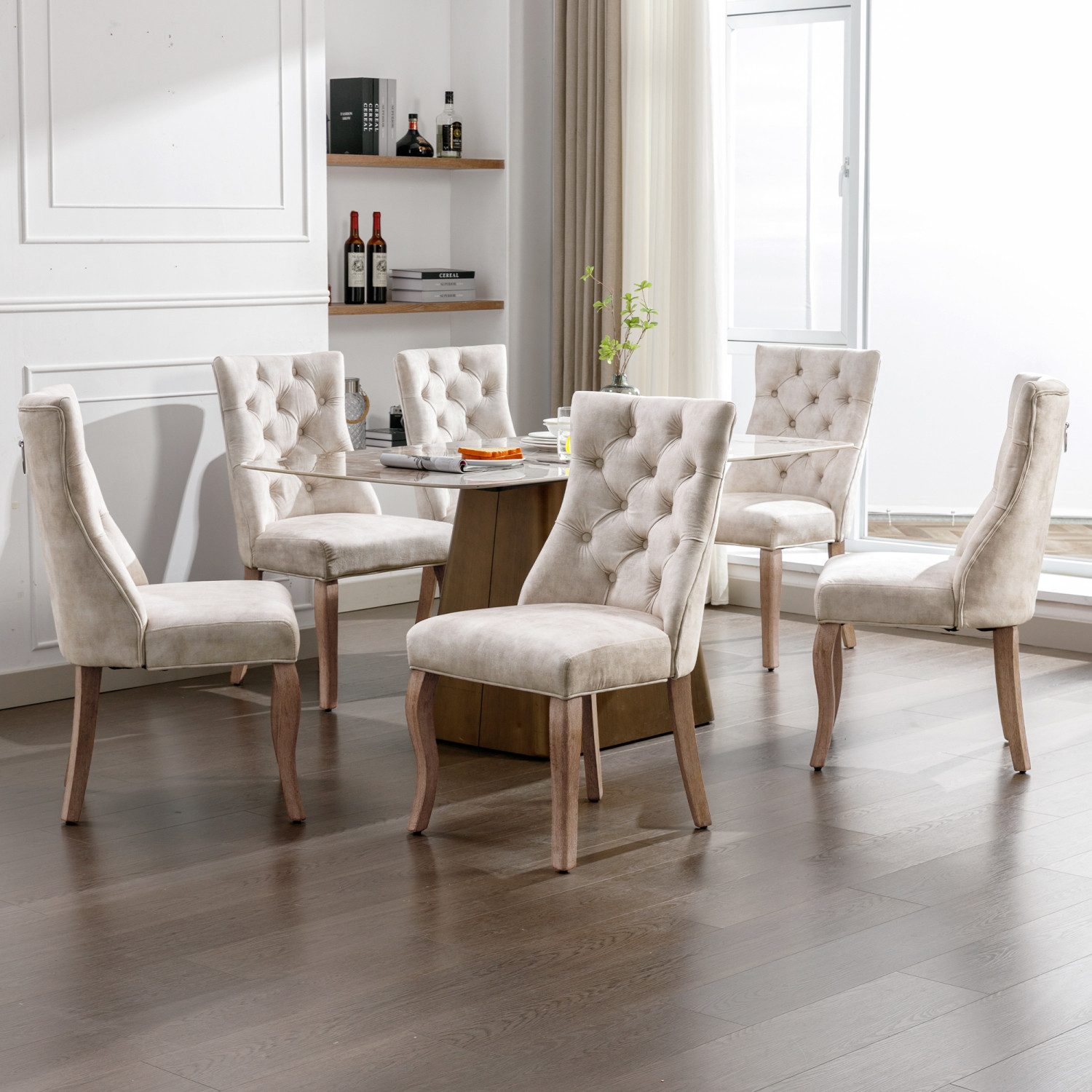 Flieks Esszimmerstuhl (Set, 6 St), 6er Set Polsterstuhl mit Rückenlehne Woh günstig online kaufen