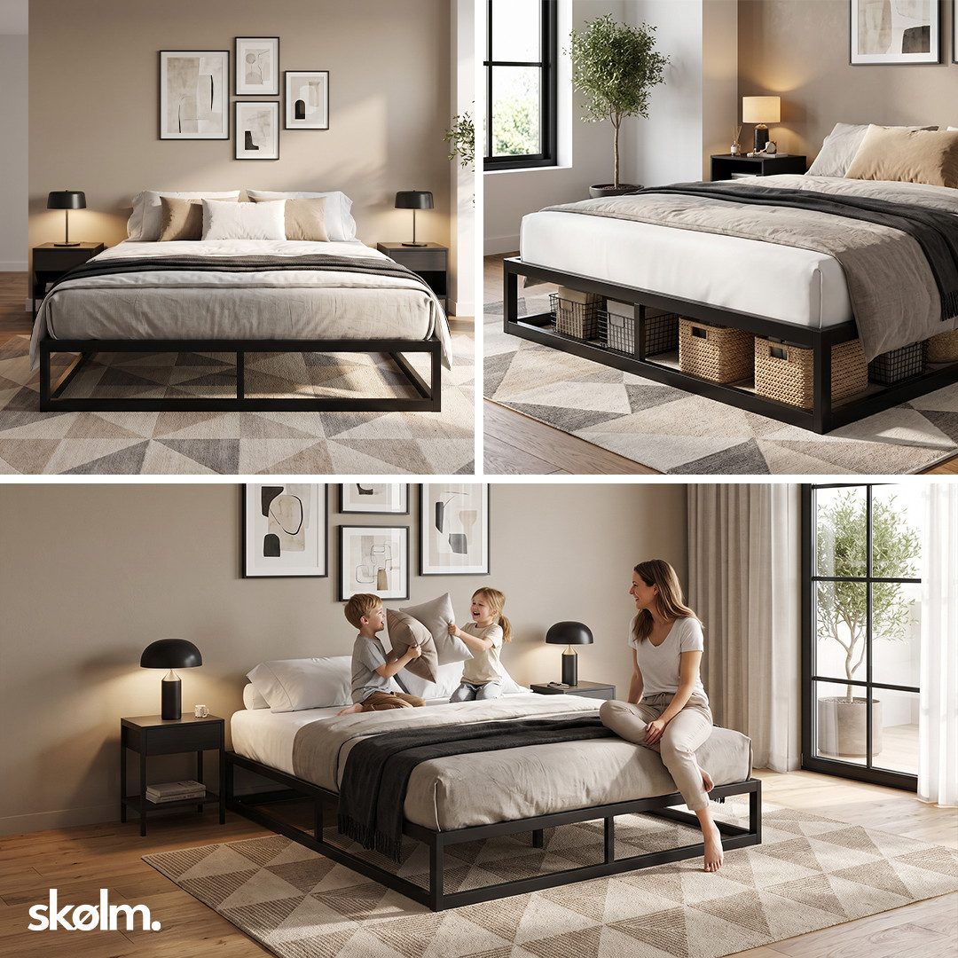 skølm Bettgestell Bragi inkl. Lattenrost (25 cm hoch), Metallbett 140x200 cm, auch verfügbar in 120/160/180x200 – Bild 4 von 5