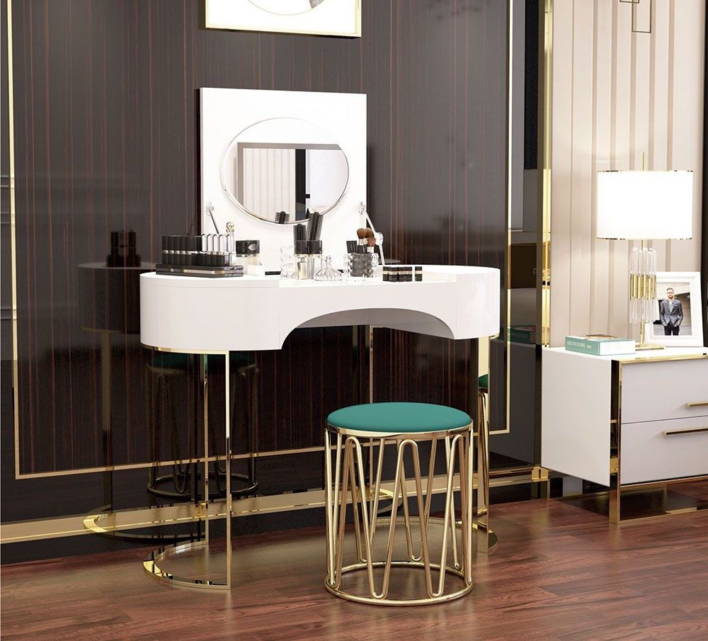 Xlmoebel Schminktisch Hocker Konsole mit Spiegel für stilvolle Schmink-Ecke, Made in Europa