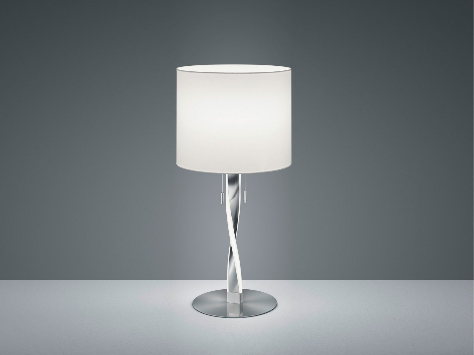 Silber fest Nachttisch-lampe groß-e 62cm Lampenschirm-e Tischleuchte, integriert, LED wechselbar, meineWunschleuchte matt LED Stoff, LED Fensterlampe warmweiß, Höhe