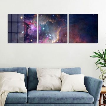 DEQORI Glasbild 'Farbenfrohe Galaxie', 'Farbenfrohe Galaxie', Glas Wandbild Bild schwebend modern