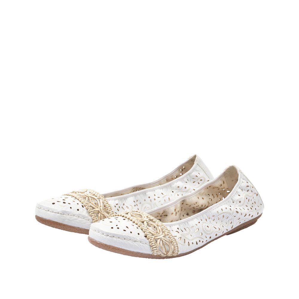 Rieker Ballerina Slipper, Flache Schuhe mit Rundum-Gummizug