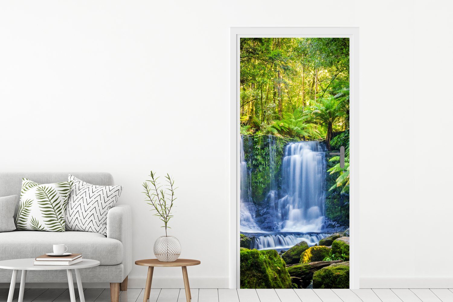MuchoWow Türtapete Dschungel - Australien Natur, Pflanzen St), Fototapete für Tür, Wasserfall - (1 Türaufkleber, bedruckt, 75x205 Matt, cm - 
