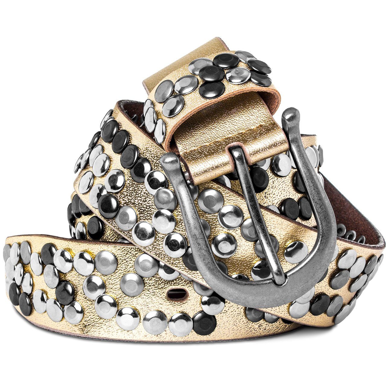 Caspar Nietengürtel GU223L Damen Vintage Gürtel aus Leder günstig online kaufen