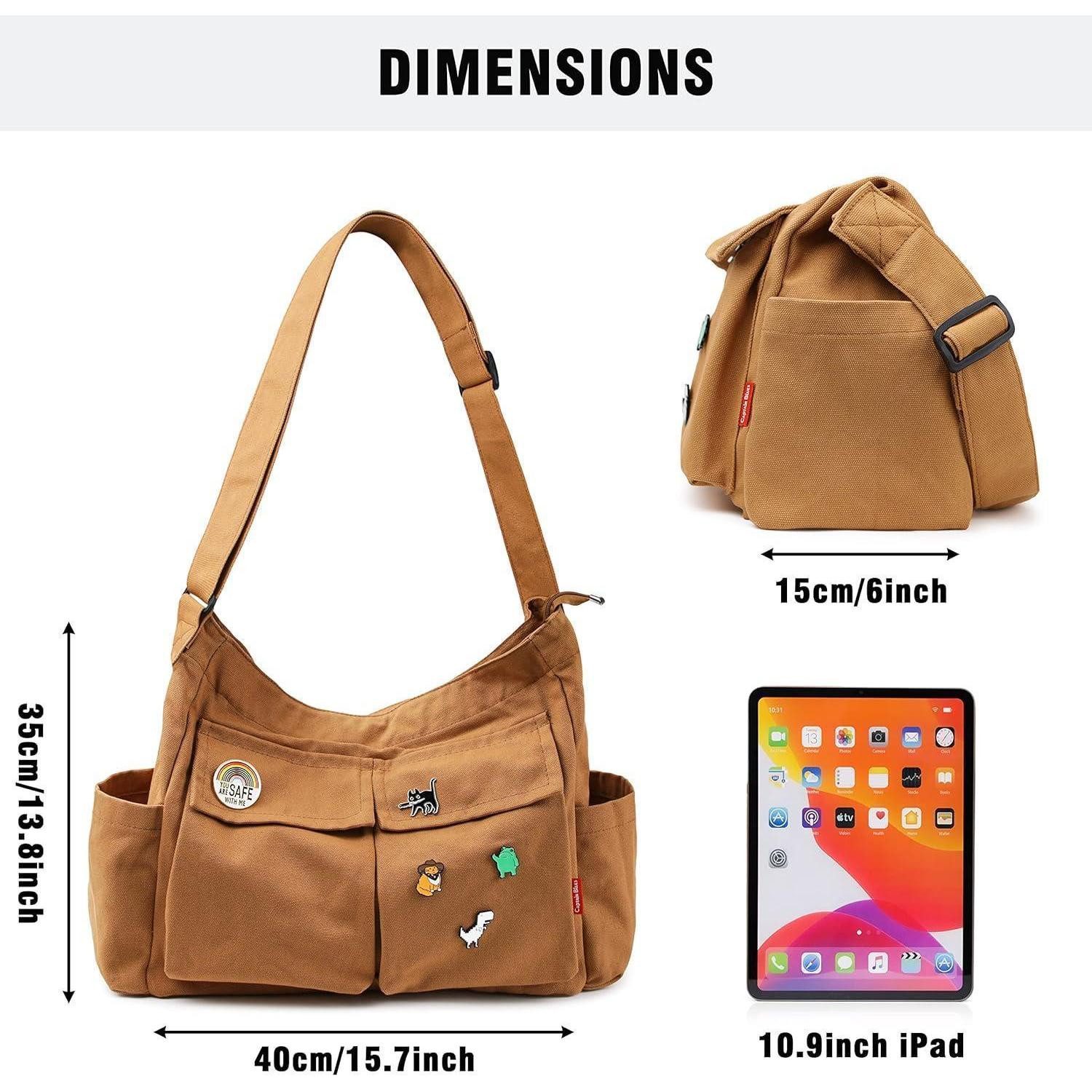 LuxusKollektion Messenger Bag Canvas Messenger Bag Umhängetasche Crossbody Schulter Tote Hobo Bag