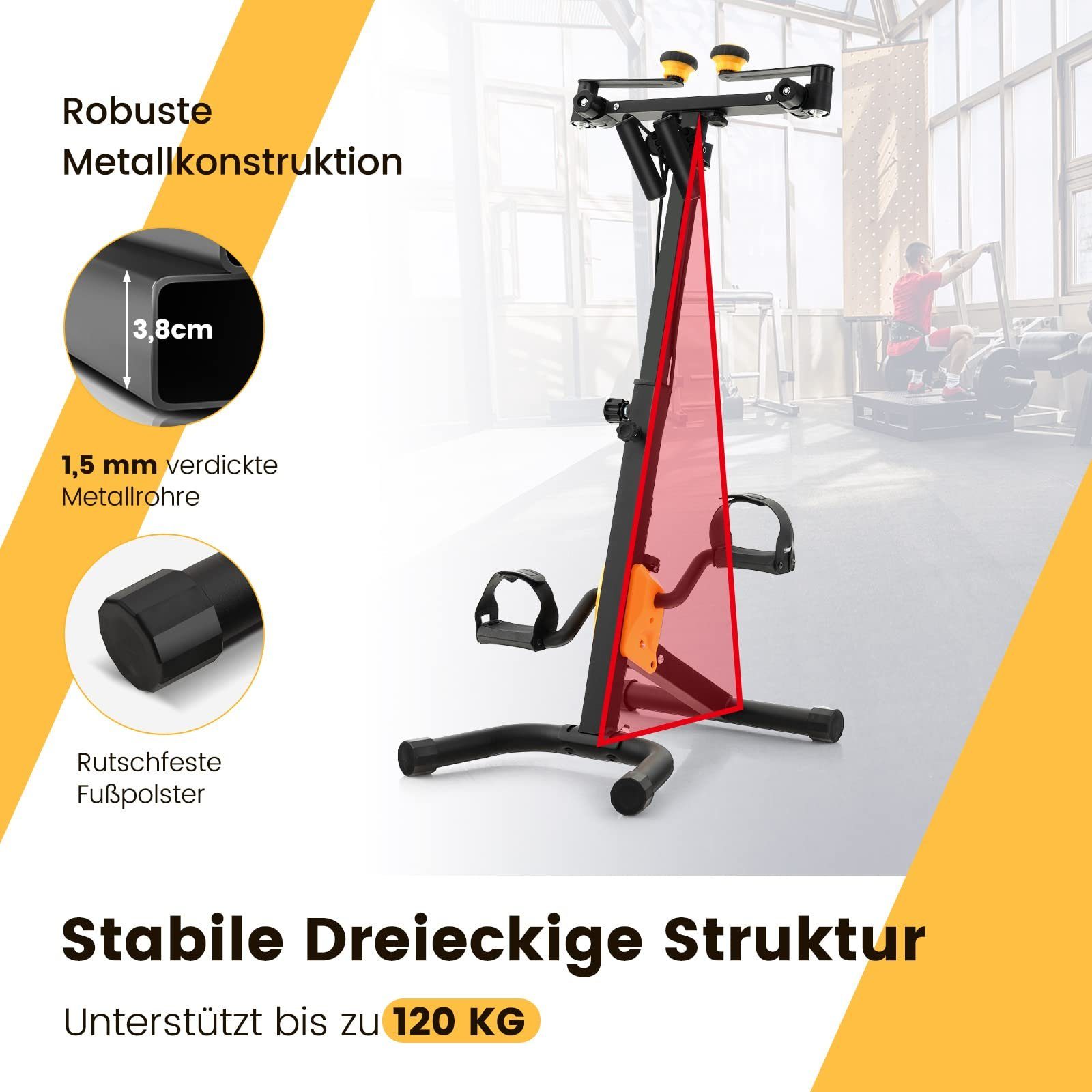 COSTWAY Heimtrainer Fitnessbike, Mini Stepper, 9 stufig verstellbar