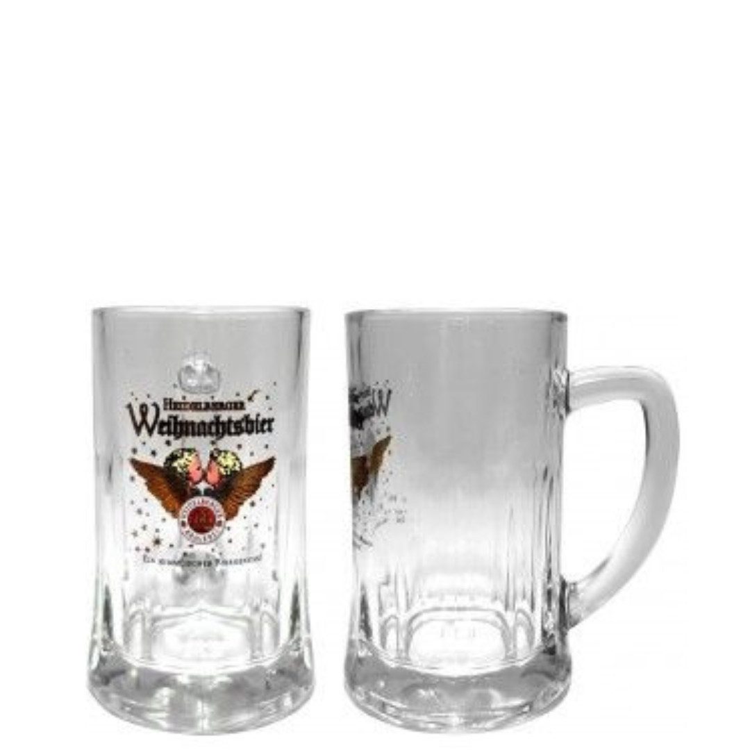 Gläser-Set Heidelberger Weihnachtsbier Krug Glas mit Henkel 0,2 l - 2 Stück