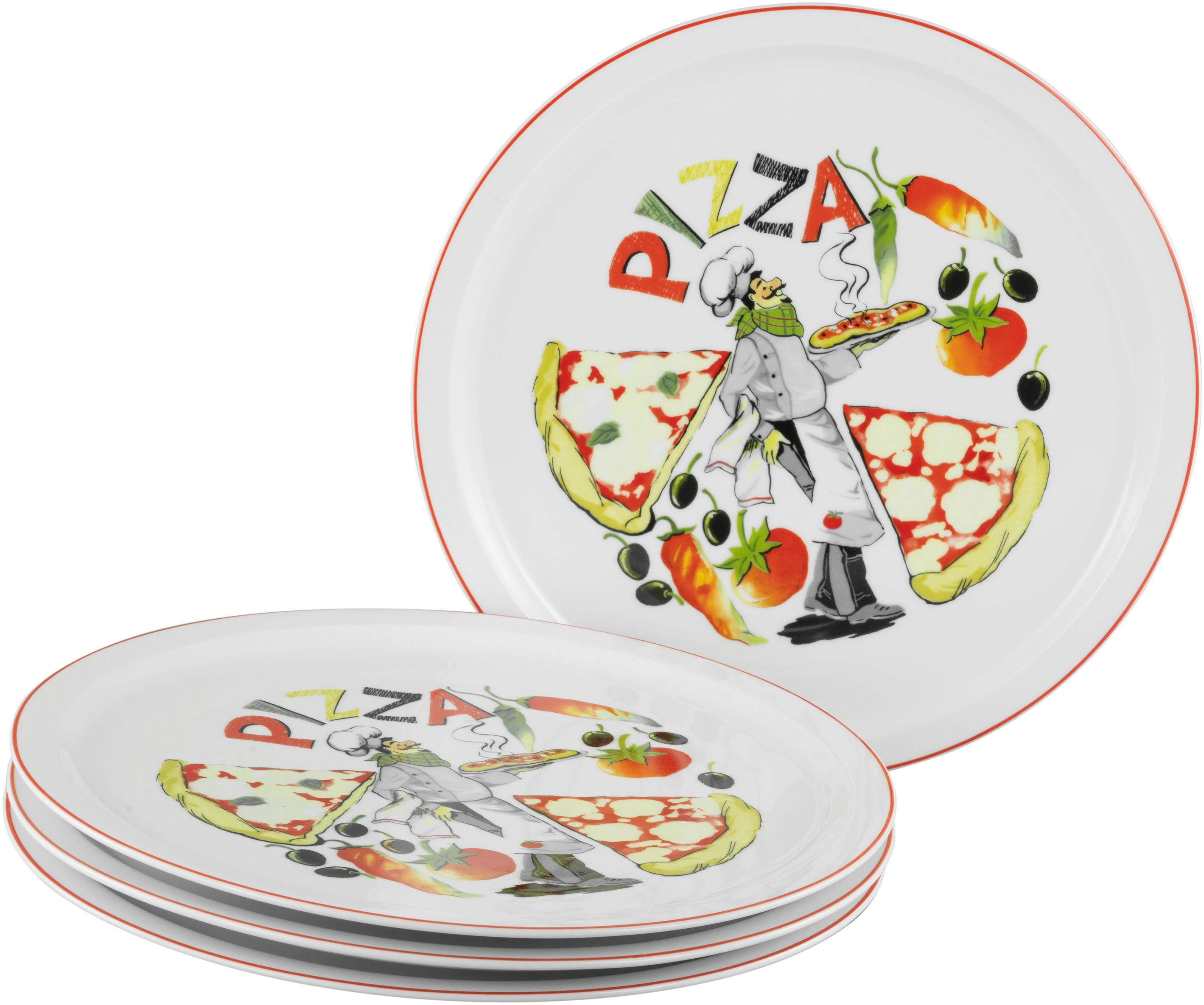 CreaTable Pizzateller Milano Luigi, Teller-Set, 4-tlg., (4 St), Vielseitig einsetzbar, Europäische Qualität