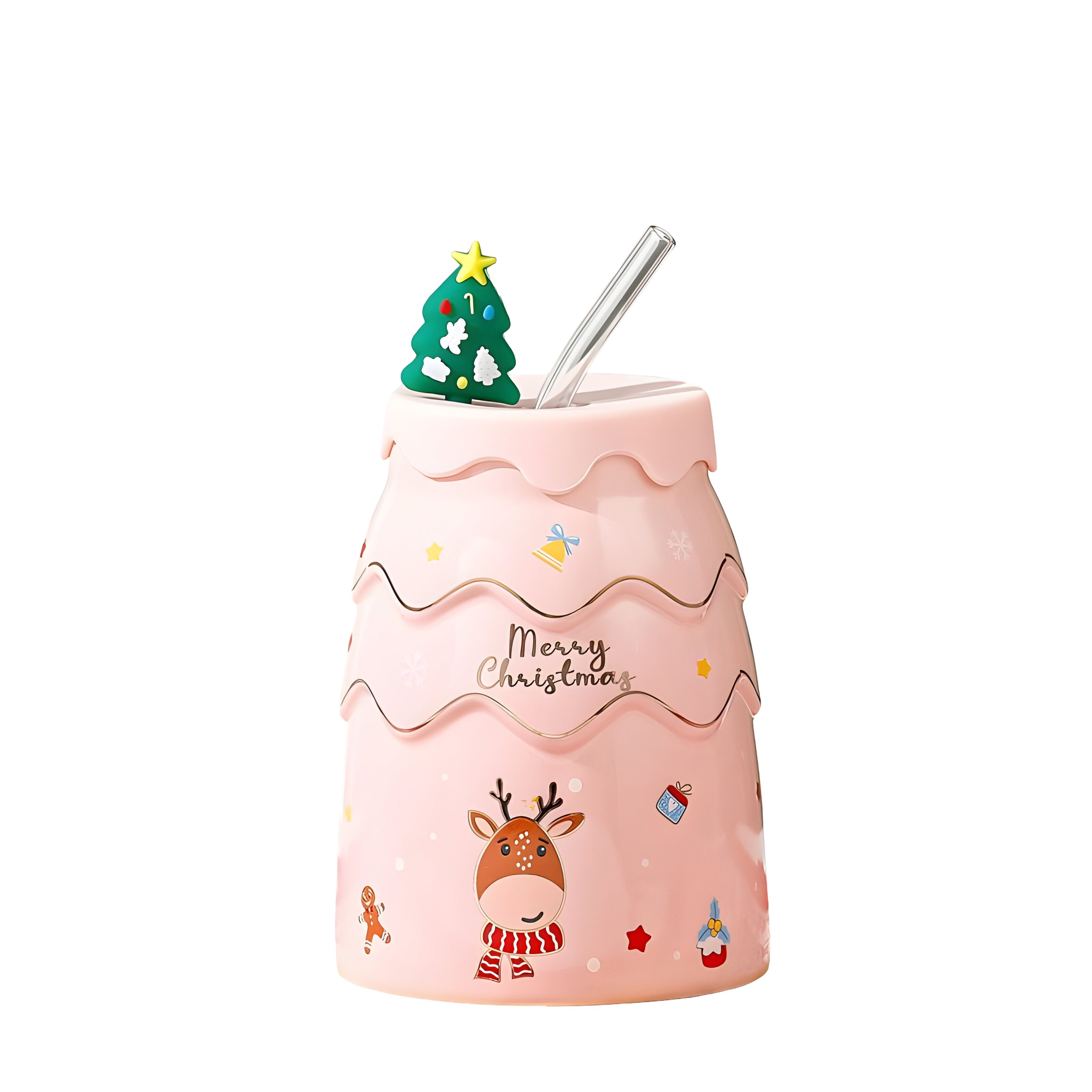 WS-Trend Tasse Weihnachten Christmas 2tlg Set Keramik Kaffeetasse Teetasse Halm, 2-tlg., Keramik