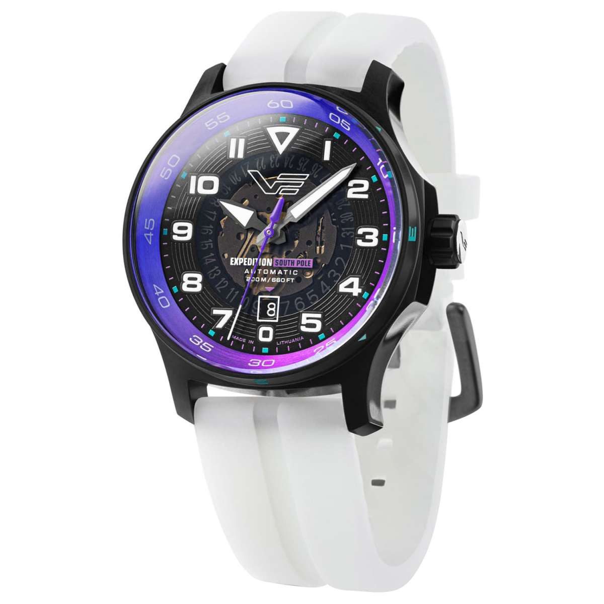 Vostok Europe Automatikuhr YN55-592C760_WHT, Herrenuhr Expedition South Pole Automatik Weiß/Lila