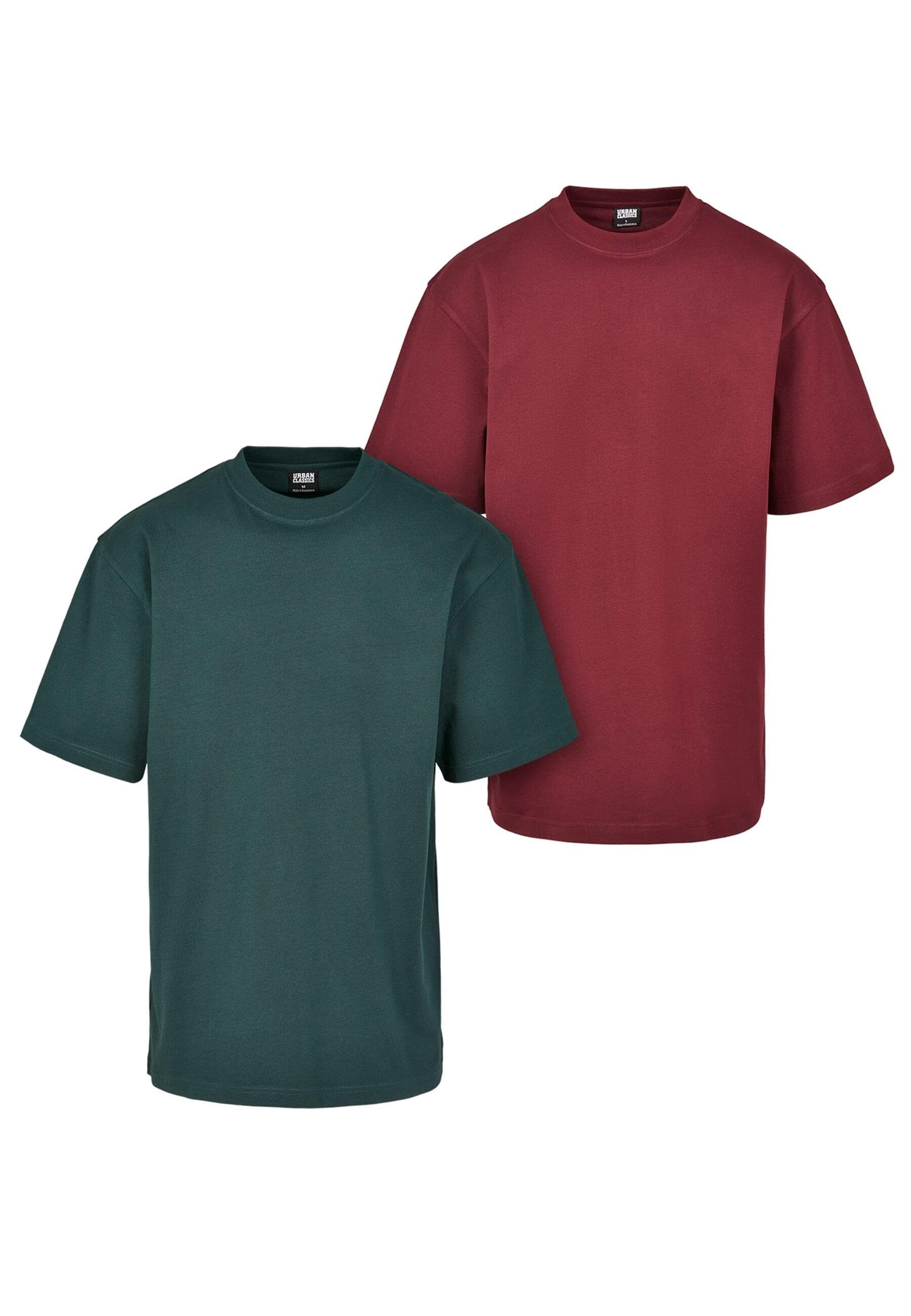 URBAN CLASSICS T-Shirt Herren Tall Tee 2-Pack (1-tlg) redwine+bottlegreen