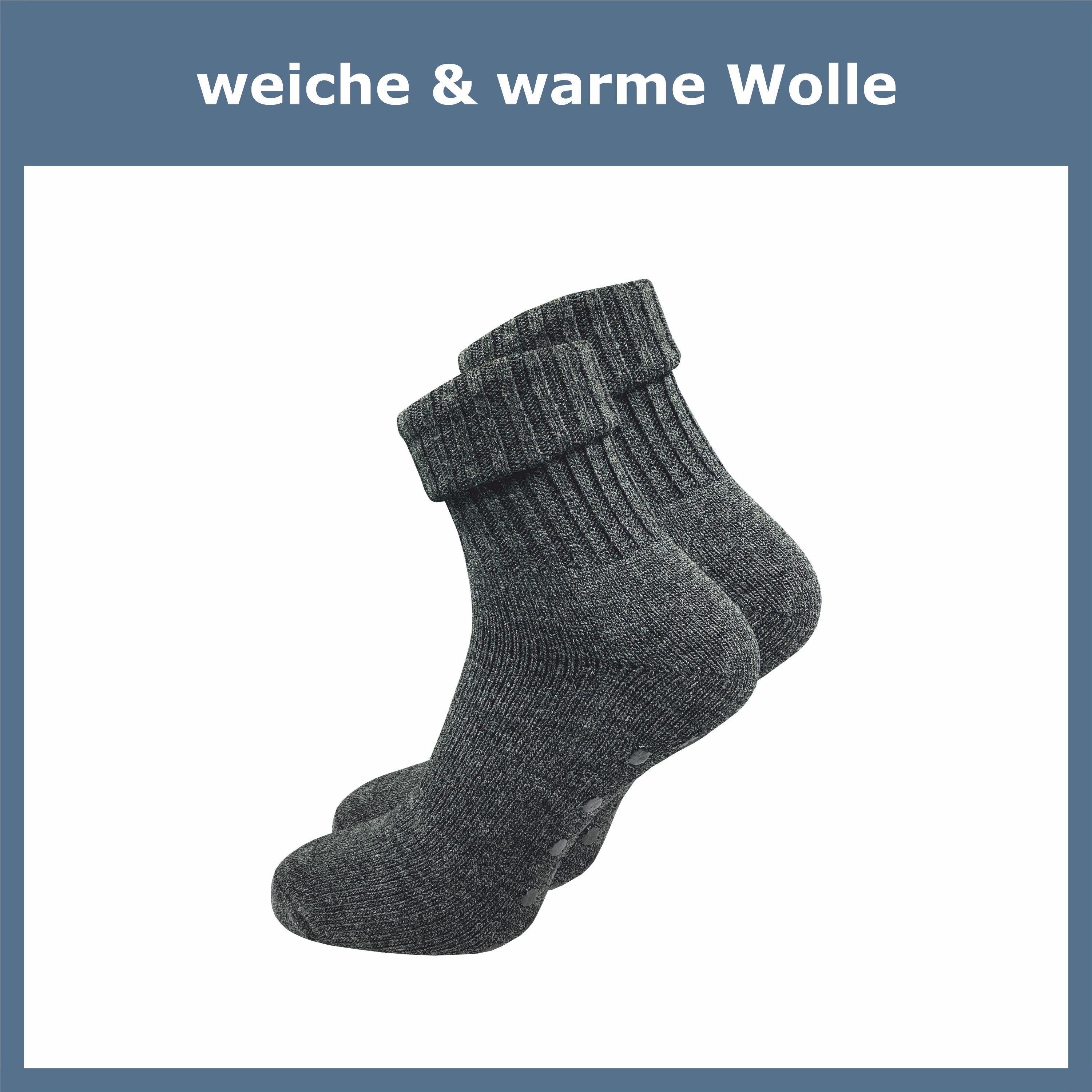 GAWILO ABS-Socken für Damen aus Wolle für extra warme Füße, Stoppersocken (2 Paar) Rutschfeste Hausschuhsocken, Weiche & kuschlige Socken mit Noppen