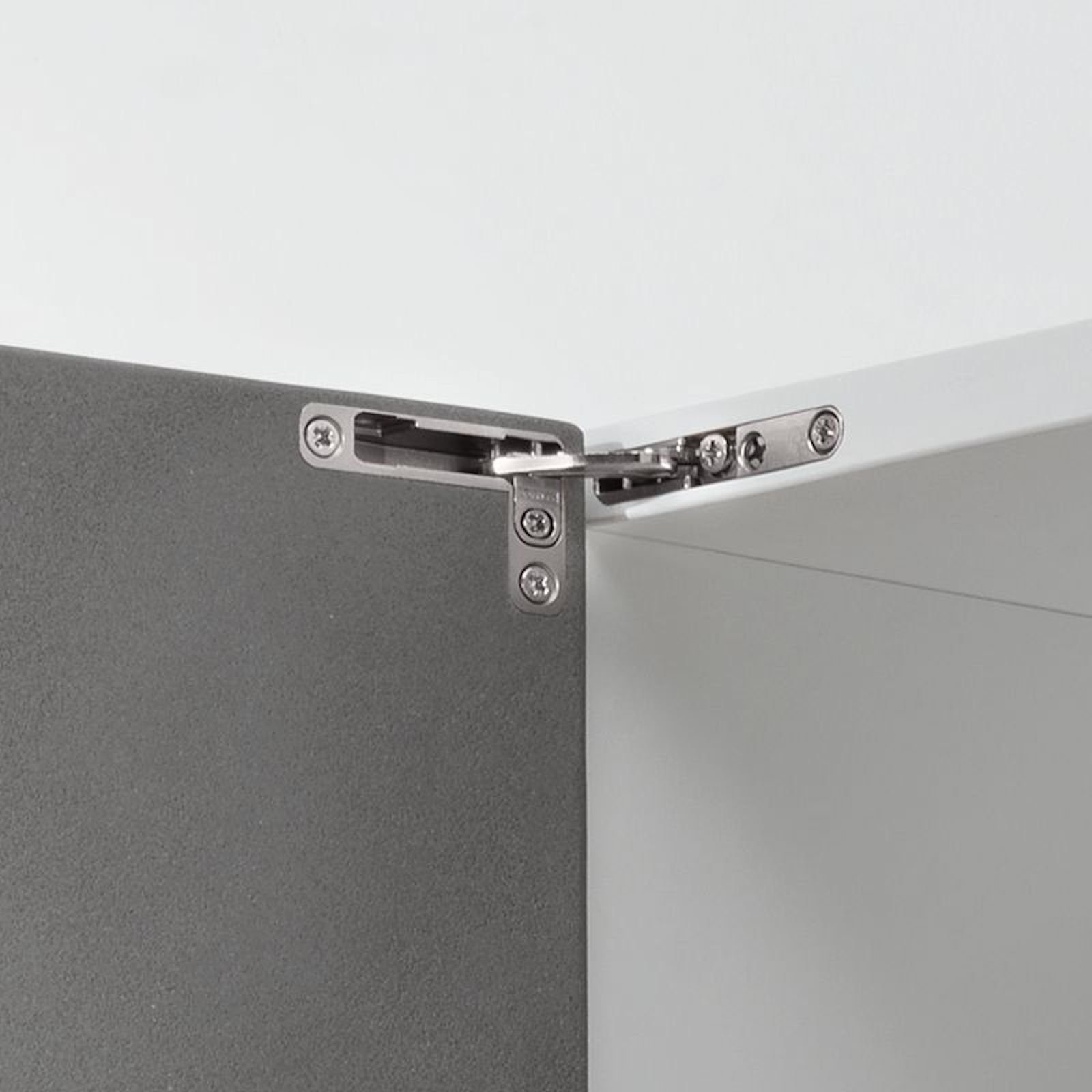 Salice Möbelbeschlag Salice AIR Scharnier 105° zum Einlassen in Front&Korpusboden (2 St), Aufnahmetaschen Nickel matt, verdeckt unsaubere Fräskanten