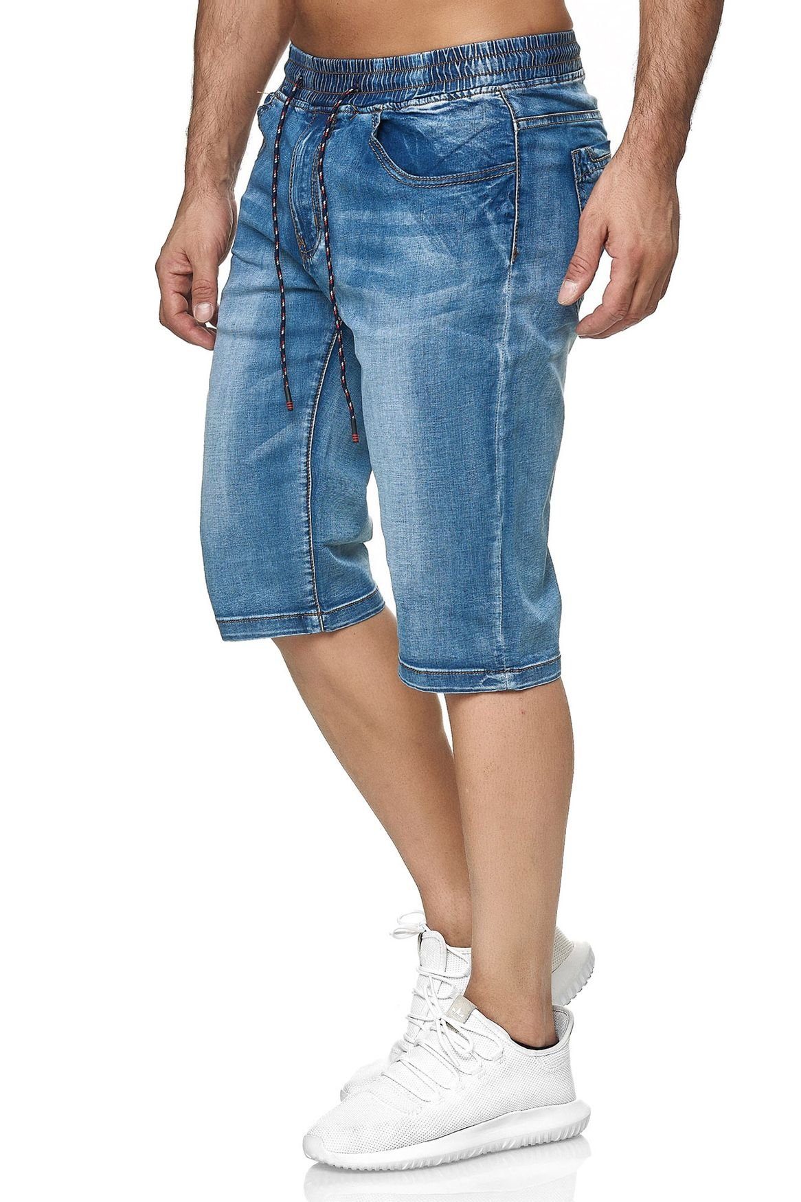 Blau 5-Pocket GUTTI Shorts Dehnbund 3152 Jeans in Kurze Sommer Hose (1-tlg) LEO Jeansshorts