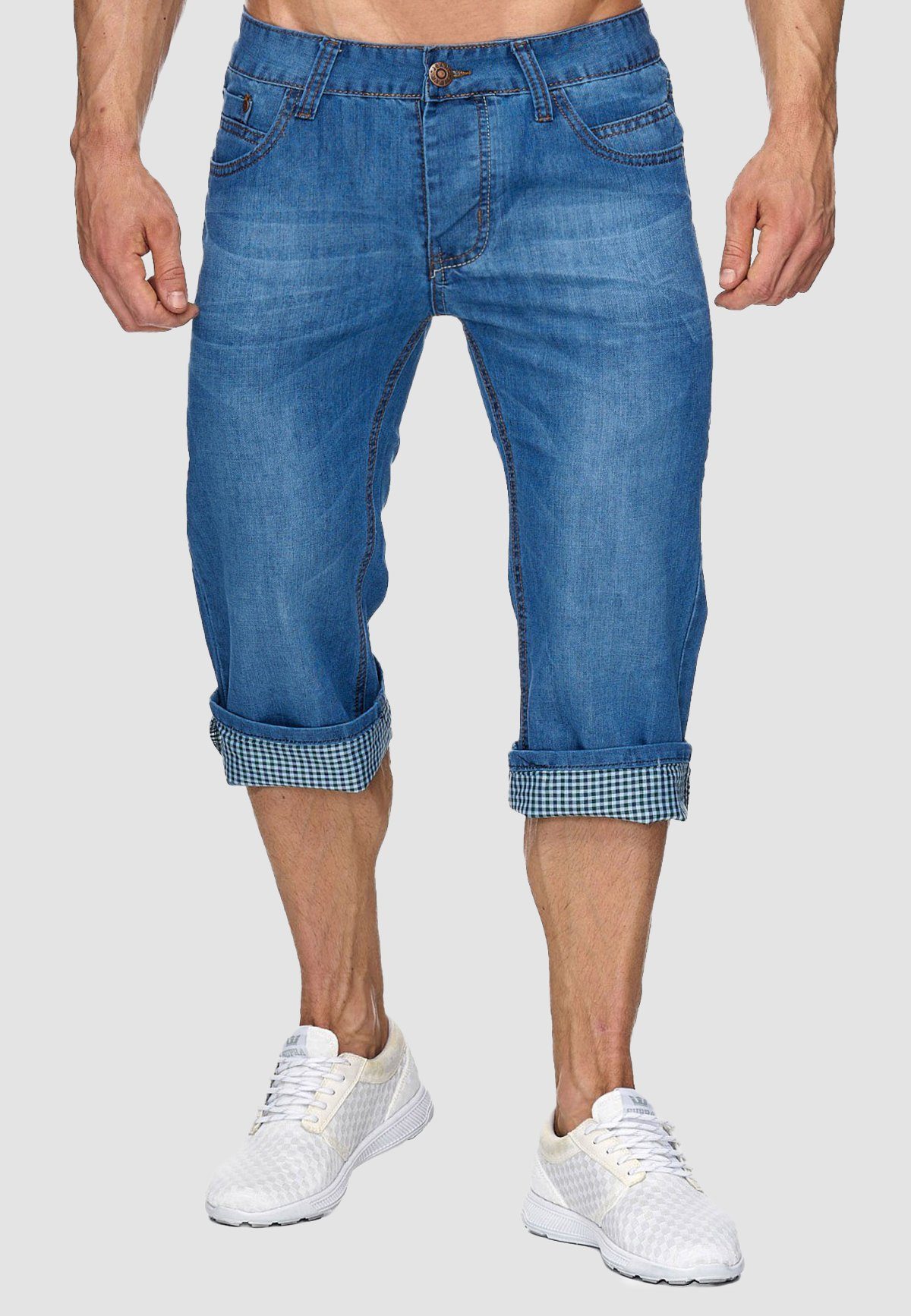 Egomaxx Jeansshorts Jeans Shorts Bermuda Hose Destroyed (1-tlg) 1737 in Blau-2