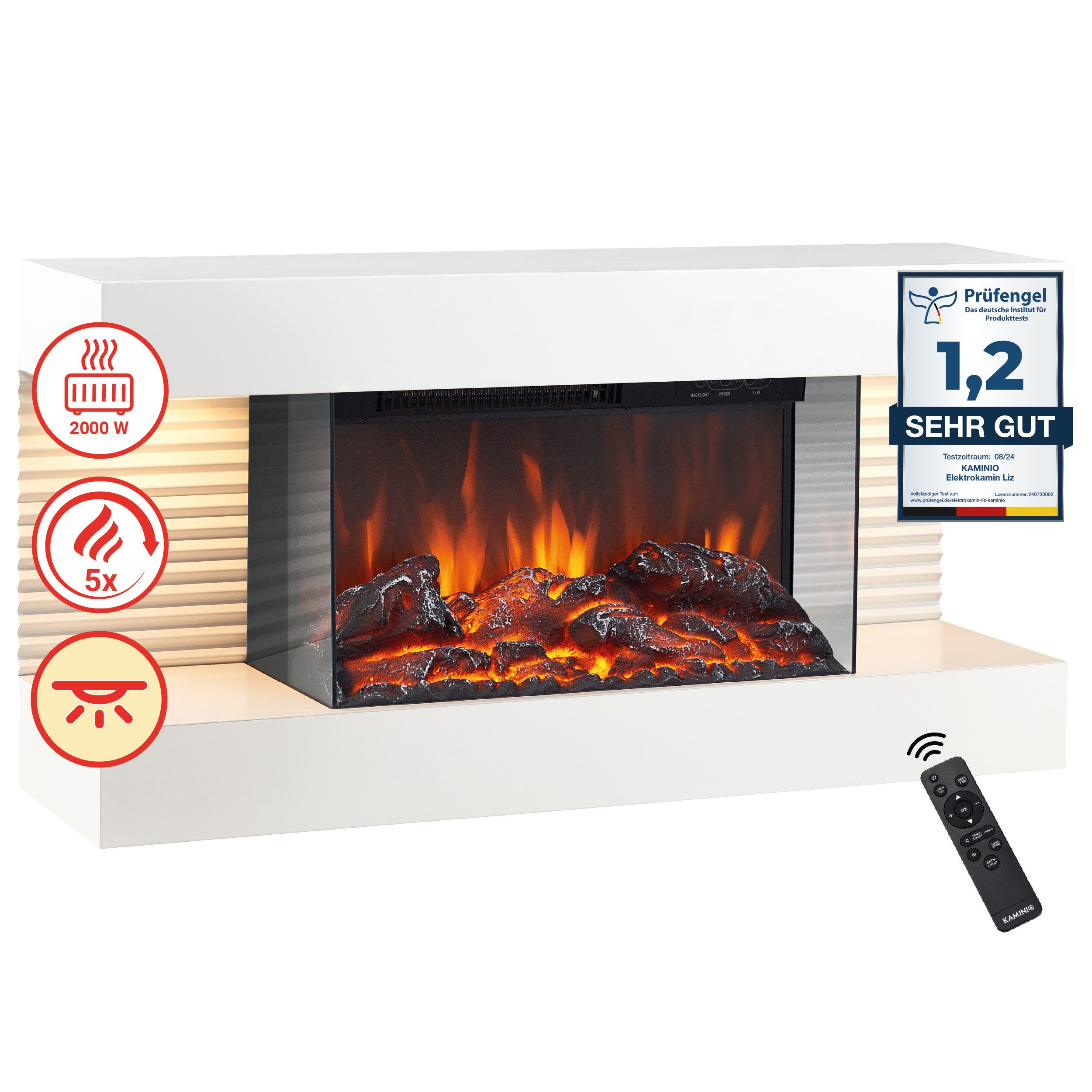 KAMINIO Elektrokamin LIZ, Elektrischer Kamin: 3D-Flammeneffekt, LED-Ambient günstig online kaufen