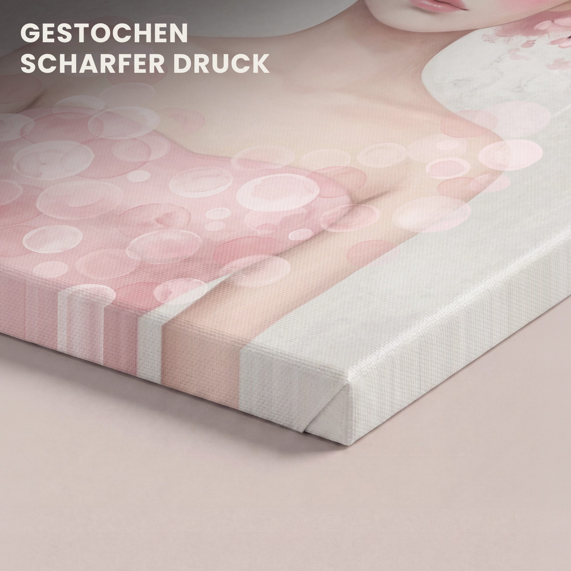 OneMillionCanvasses® Leinwandbild Porträt - Kirschblüte - Rosa, Fotodruck (1 St), Wandbild, Deko Schlafzimmer Wohnzimmer Flur 20x20 cm – Bild 3 von 5