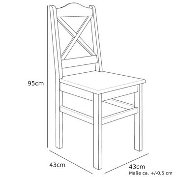 ERST-HOLZ Esszimmerstuhl Massivholzstuhl Küchenstuhl Doppelpack 2 Stühle