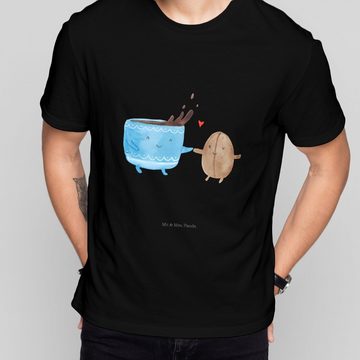 Mr. & Mrs. Panda T-Shirt Kaffee Bohne - Schwarz - Geschenk, Tiere, gute Laune, Glück, Motiv, süße Tiermotive, Kaffeebohne, Sprüche, T-Shirt, unisex, Zufriedenheit, Damen (1-tlg)