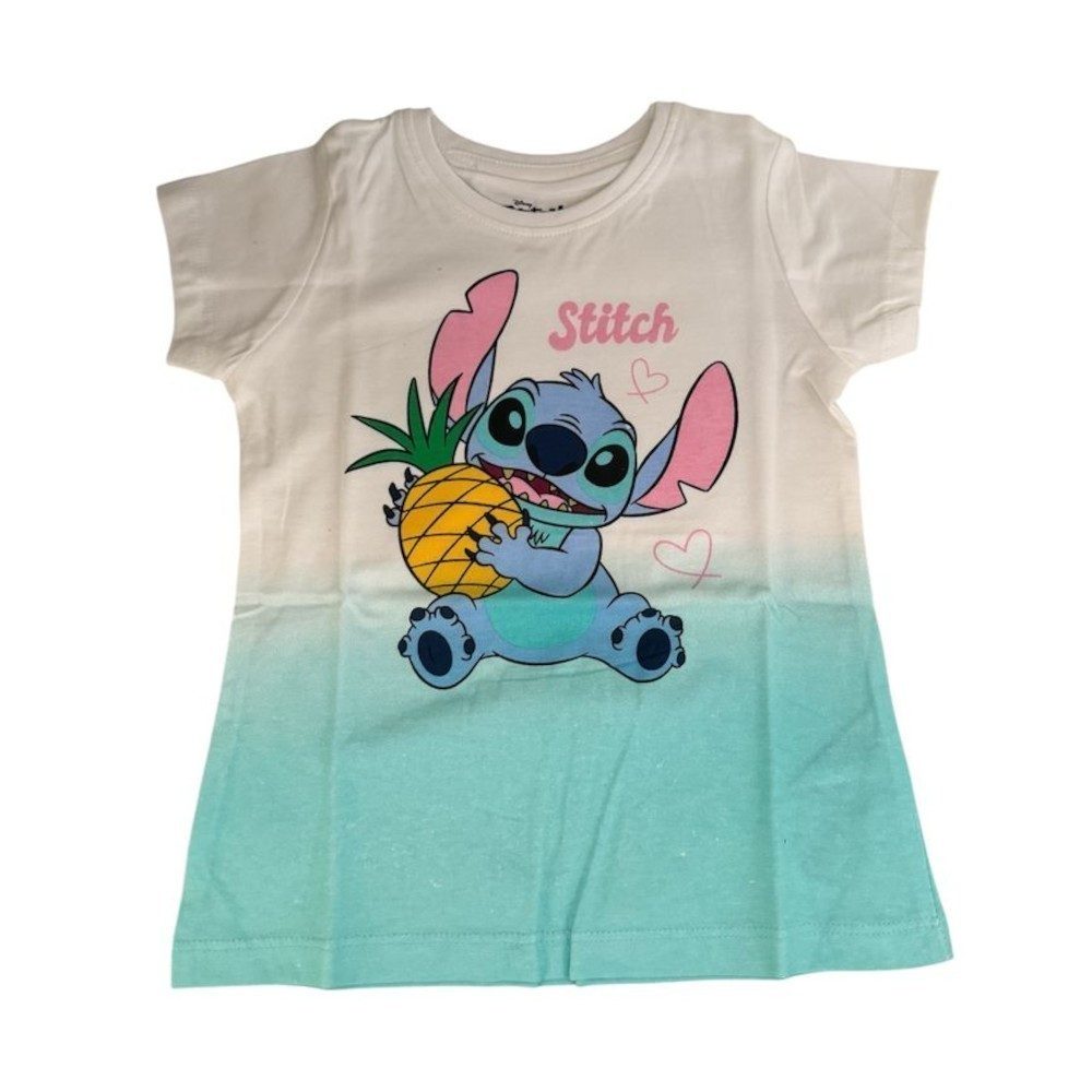 Disney T-Shirt Stitch-Kurzarm-Shirt für Mädchen, Weiß-Rosa oder Weiß-Türkis, Größen
