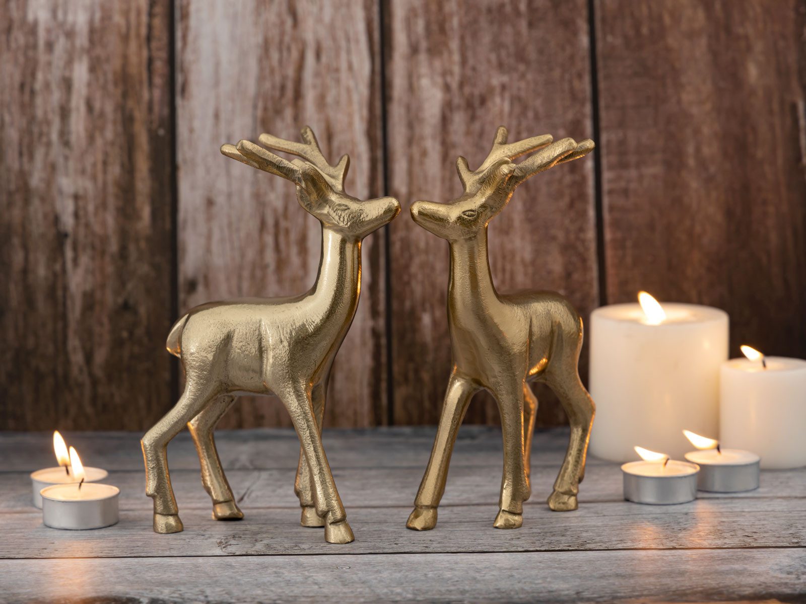 Amagohome Dekofigur Deko Figur Hirsch 2er Set Tischdekoration Tierfigur Metall Weihnachtsd