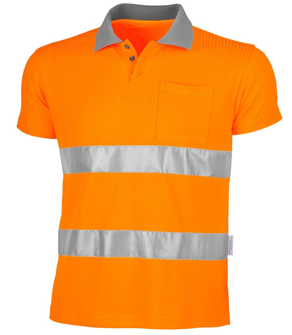 QUALITEX HIGH QUALITY WORKWEAR Poloshirt signalfarbenes Polo-Shirt für PROfessionals aus Mischgewebe (1-tlg) Warnschutz-Arbeitsshirt - Atmungsaktiv - Strapazierfähig - Reflektion