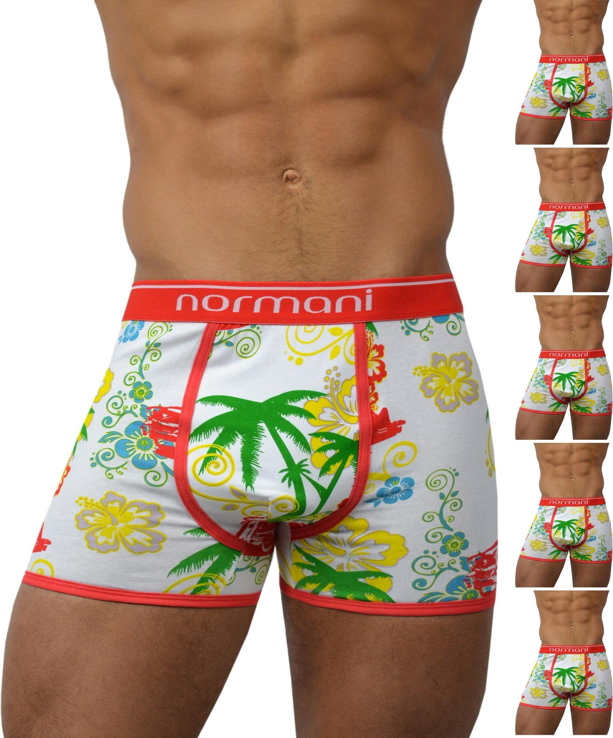 normani Retro Boxer 6 Stück Retro Boxershorts aus Baumwolle Unterhose aus atmungsaktiver Baumwolle Hawaiian