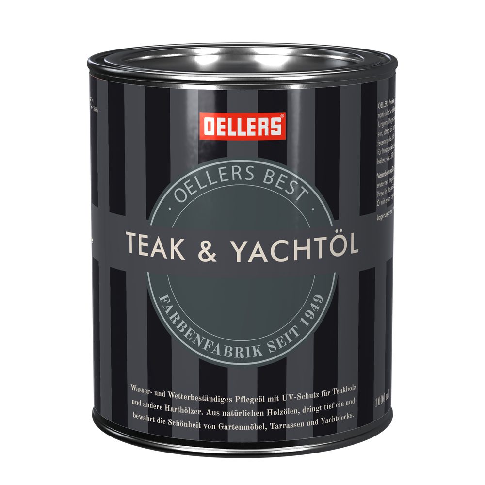 OELLERS Teakholzöl Premium, Teak & Yachtöl 1 Liter, farblos, wasserabweisend, Holzöl für Hartholz