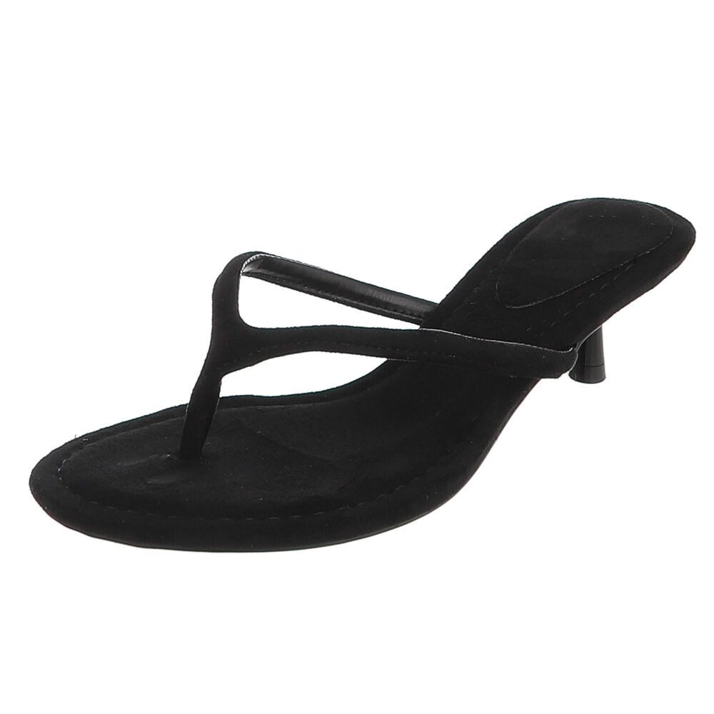 Ital-Design Damen Zehentrenner Sandalette mit Absatz für Sommer Zehentrenner (91849100) Pfennig-/Stilettoabsatz Sandalen & Sandaletten in Schwarz