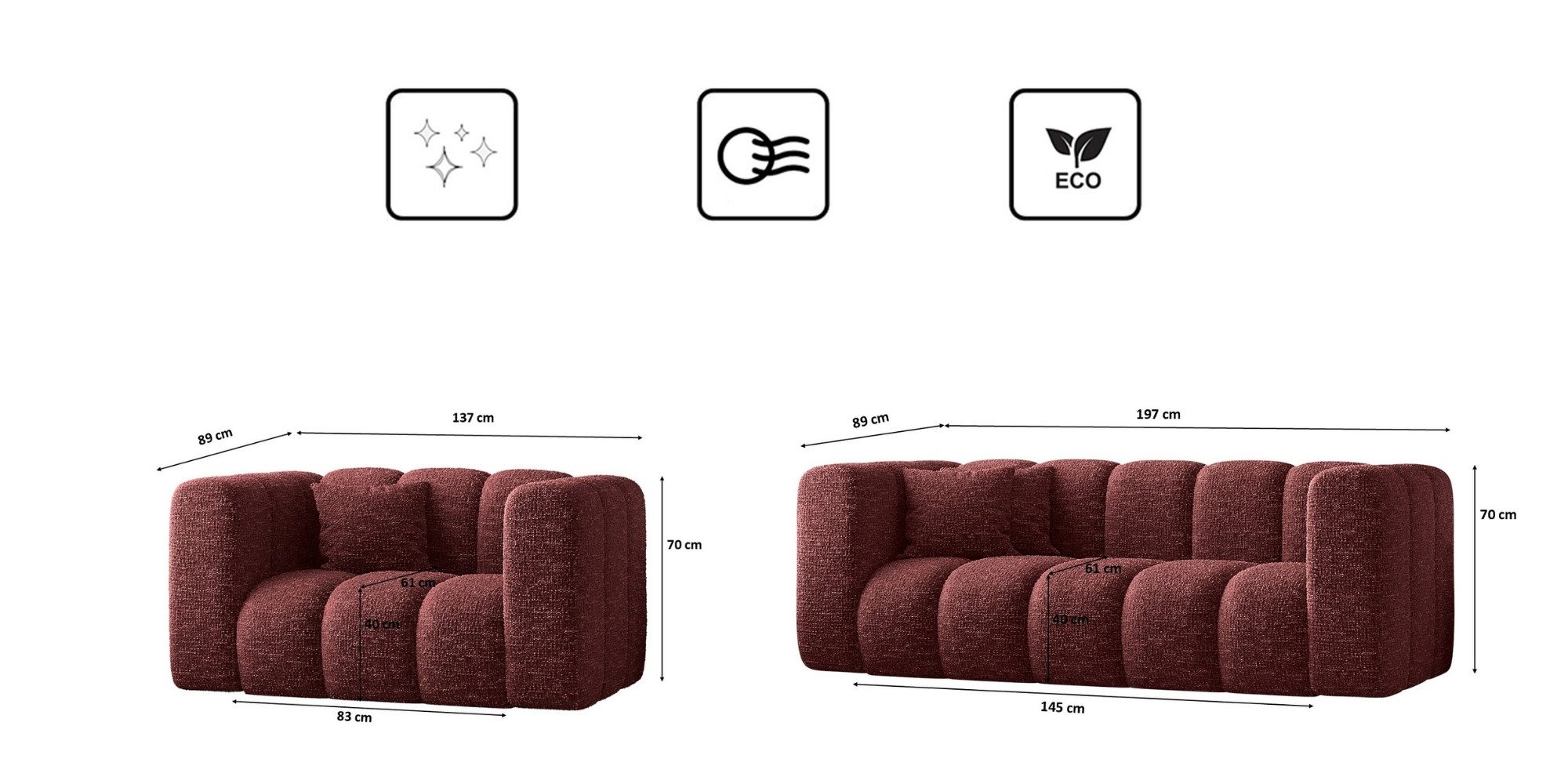 Kaiser Möbel Loungeset Sofagarnitur 2+1+1 Couchgarnitur serie Grand Stoff Haga und Salvador
