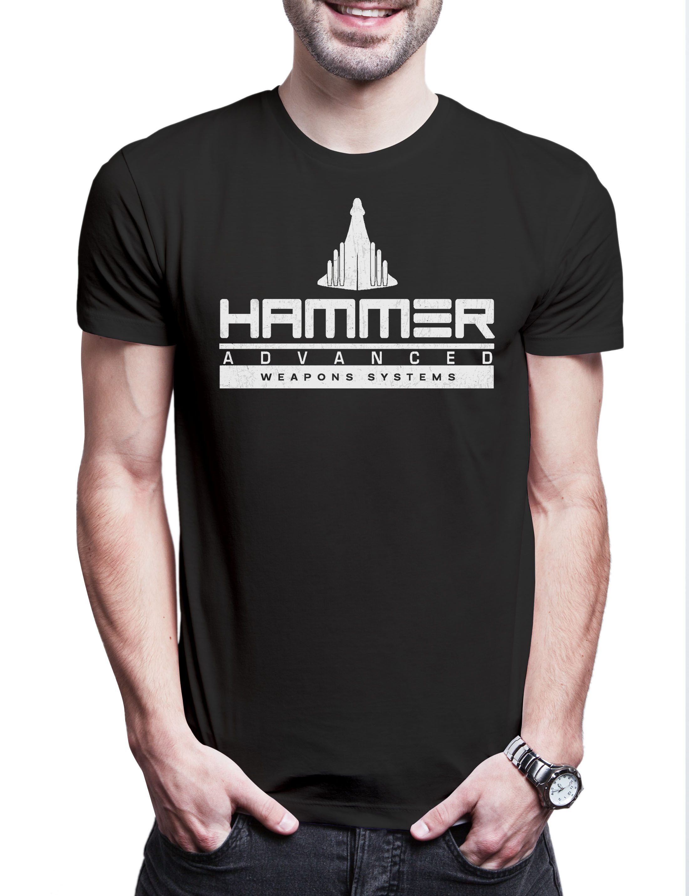 Print-Shirt Hammer Advanced Weapons Systems Herren T-Shirt Iron Logo Arc Man Stark