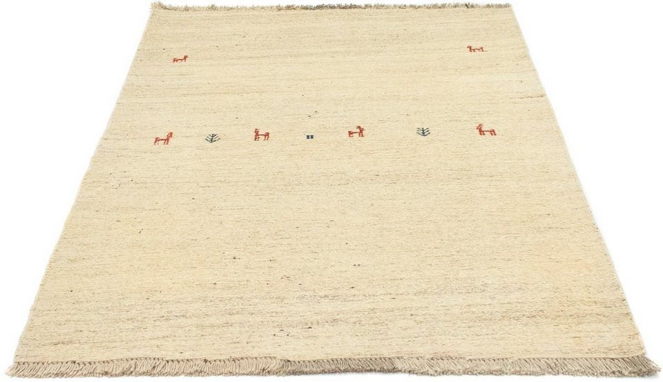 Wollteppich Gabbeh Teppich handgeknüpft natur, morgenland, rechteckig, Höhe:  18 mm, handgeknüpft, Schmutzabweisend/Pflegeleicht