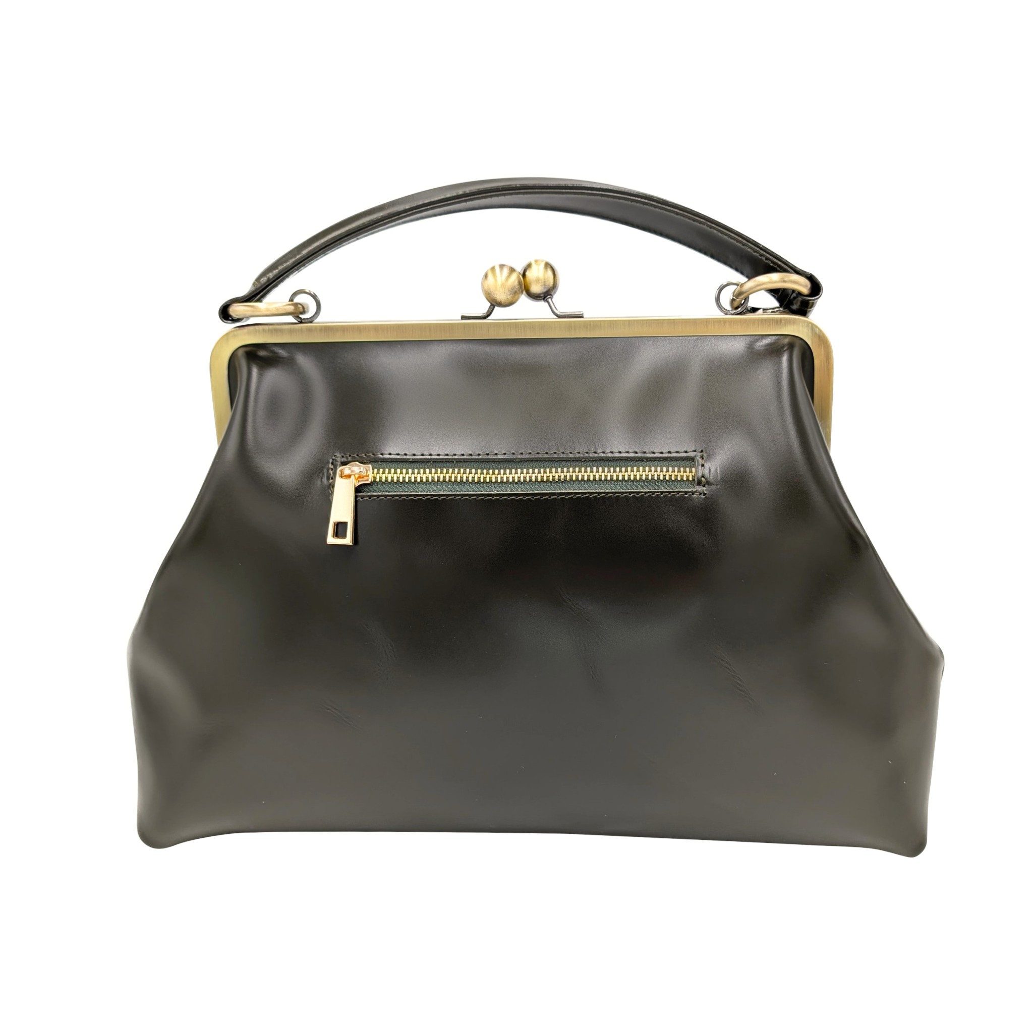 Taschenkinder Handtasche Damen Ledertasche "Vintage Olive" Henkeltasche und Schultertasche (einfach), Echtes Glattleder vom Rind