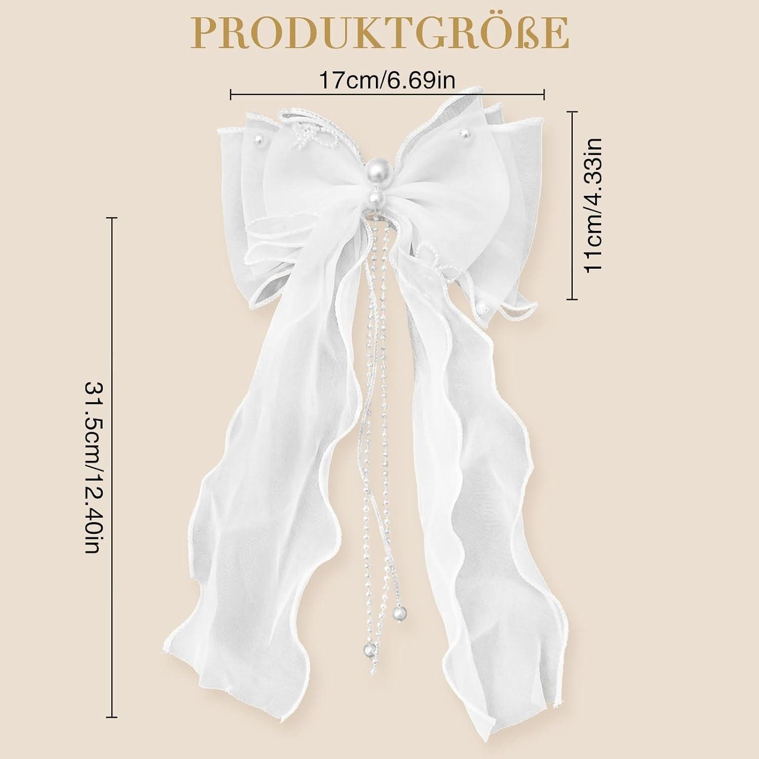 LuxusKollektion Haarclip Haarschmuck Kommunion Mädchen Schleife Perlen Weiß