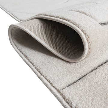 Teppich Wohnzimmer Teppich mit Strichmuster in Beige, TeppichHome24, rechteckig, Höhe: 13 mm