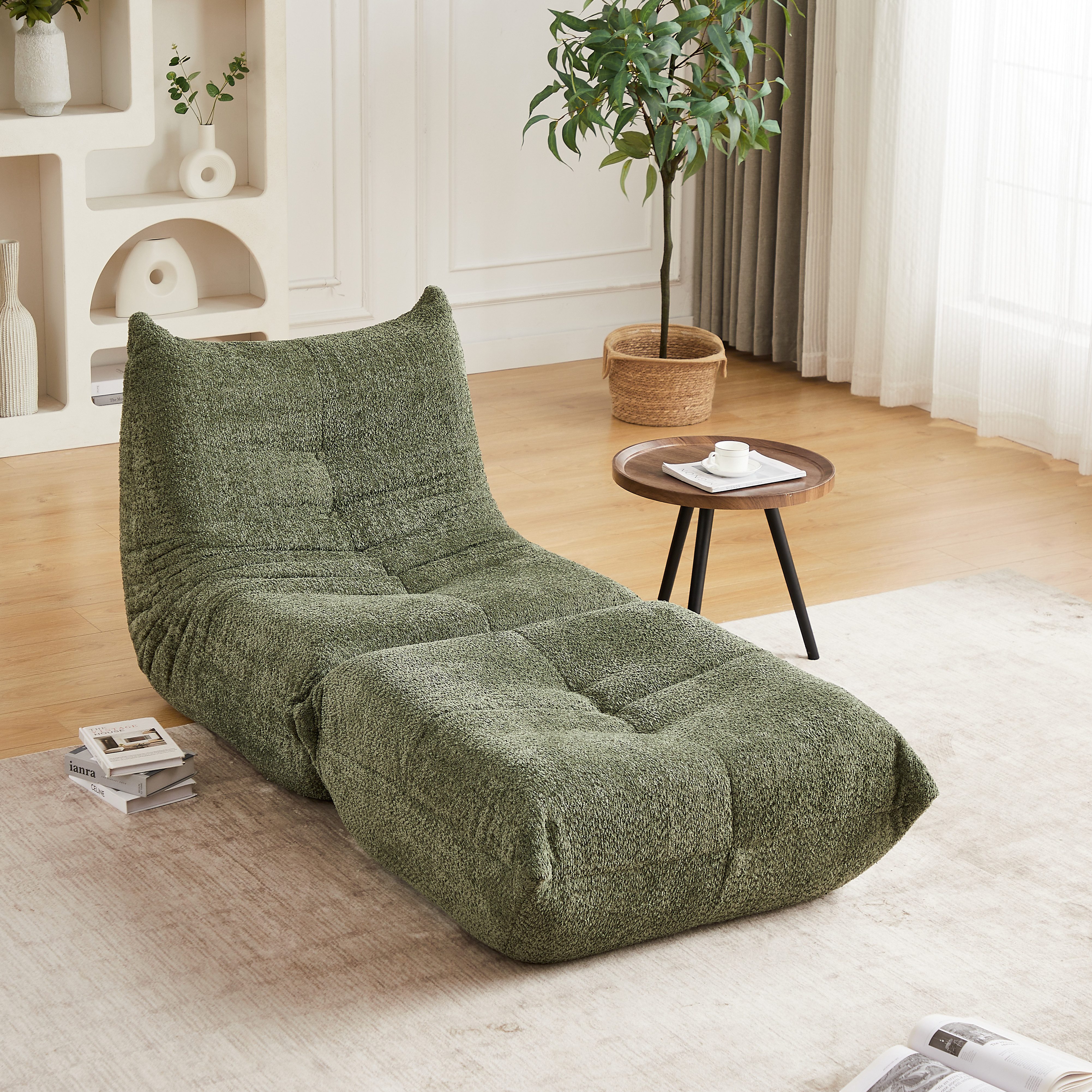 REDOM Loungesessel Chenille Togo Sofa (Bequemer Bodensofa für Wohnzimmer,Schlafzimmer,Gaming und Büro, 1-St., Relaxsessel mit Hocker)