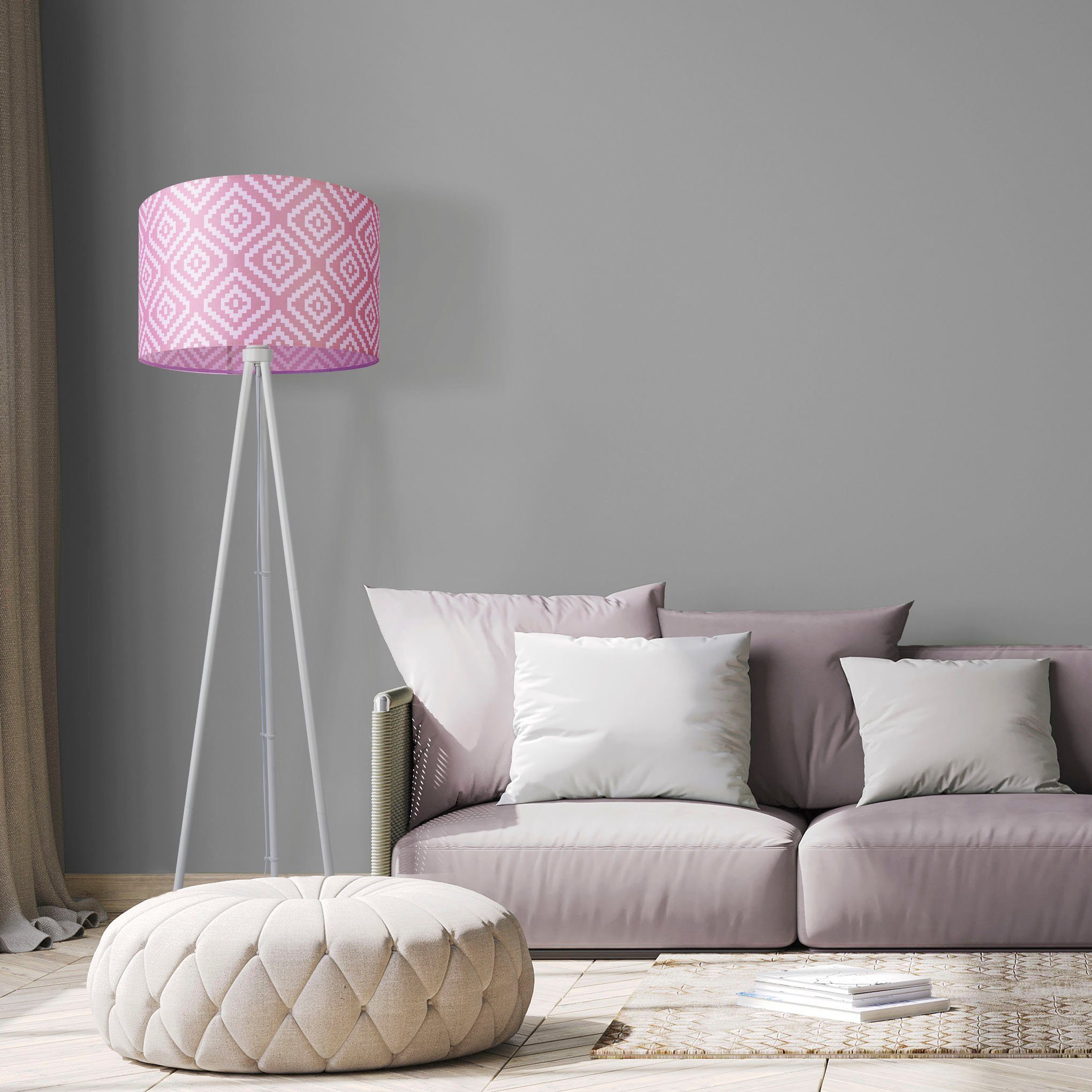 Home Design ohne Dreibein Paco Stella, Wohnzimmer Leuchtmittel, Textil Stehlampe Modern Vintage Trina Stofflampenschirm