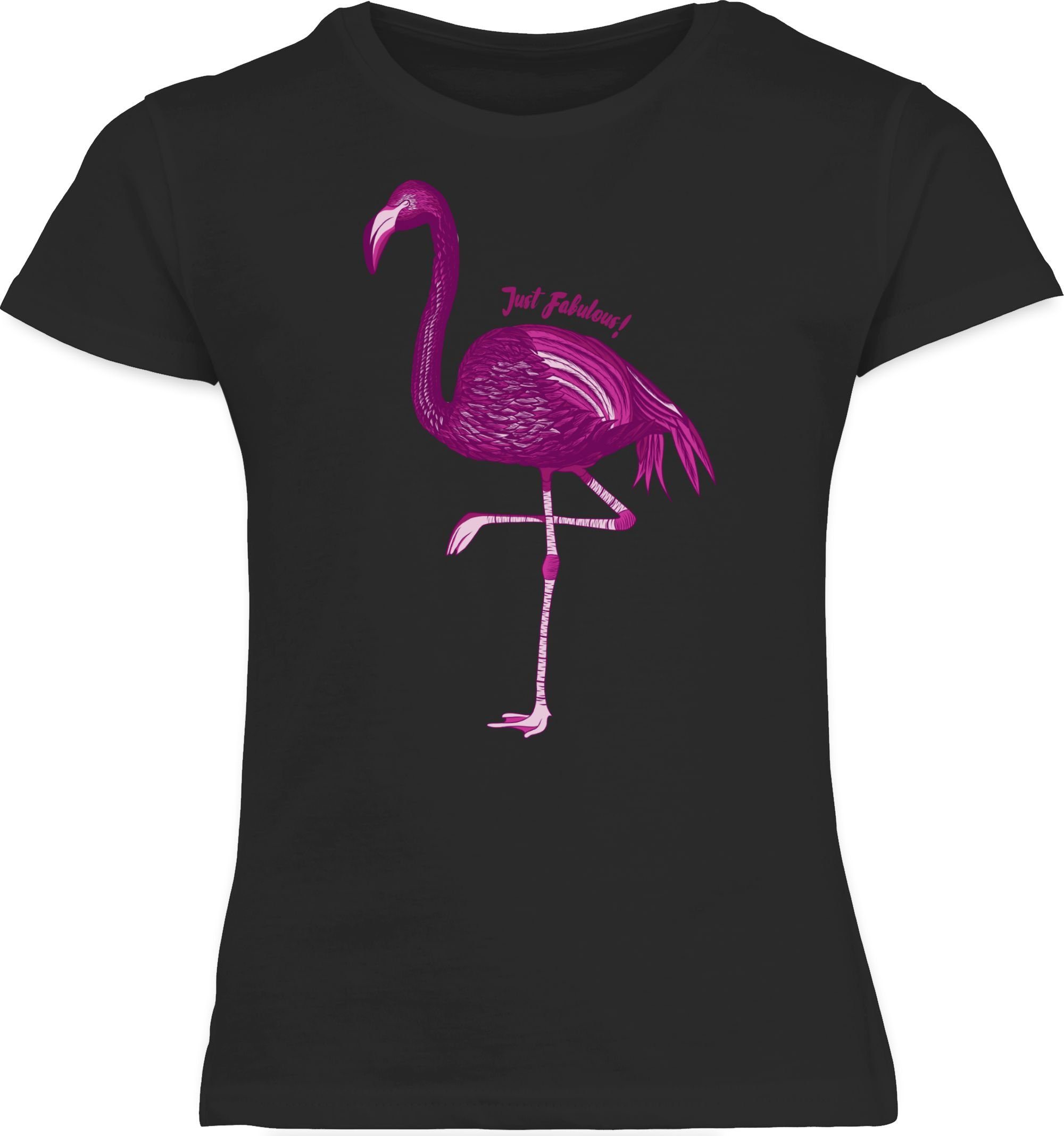 Flamingo 3 Animal Fabulous - Tiermotiv Just Shirtracer Schwarz Print T-Shirt