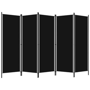 vidaXL Raumteiler Paravent Trennwand Spanische Wand 5-tlg Raumteiler Schwarz 250x180 cm