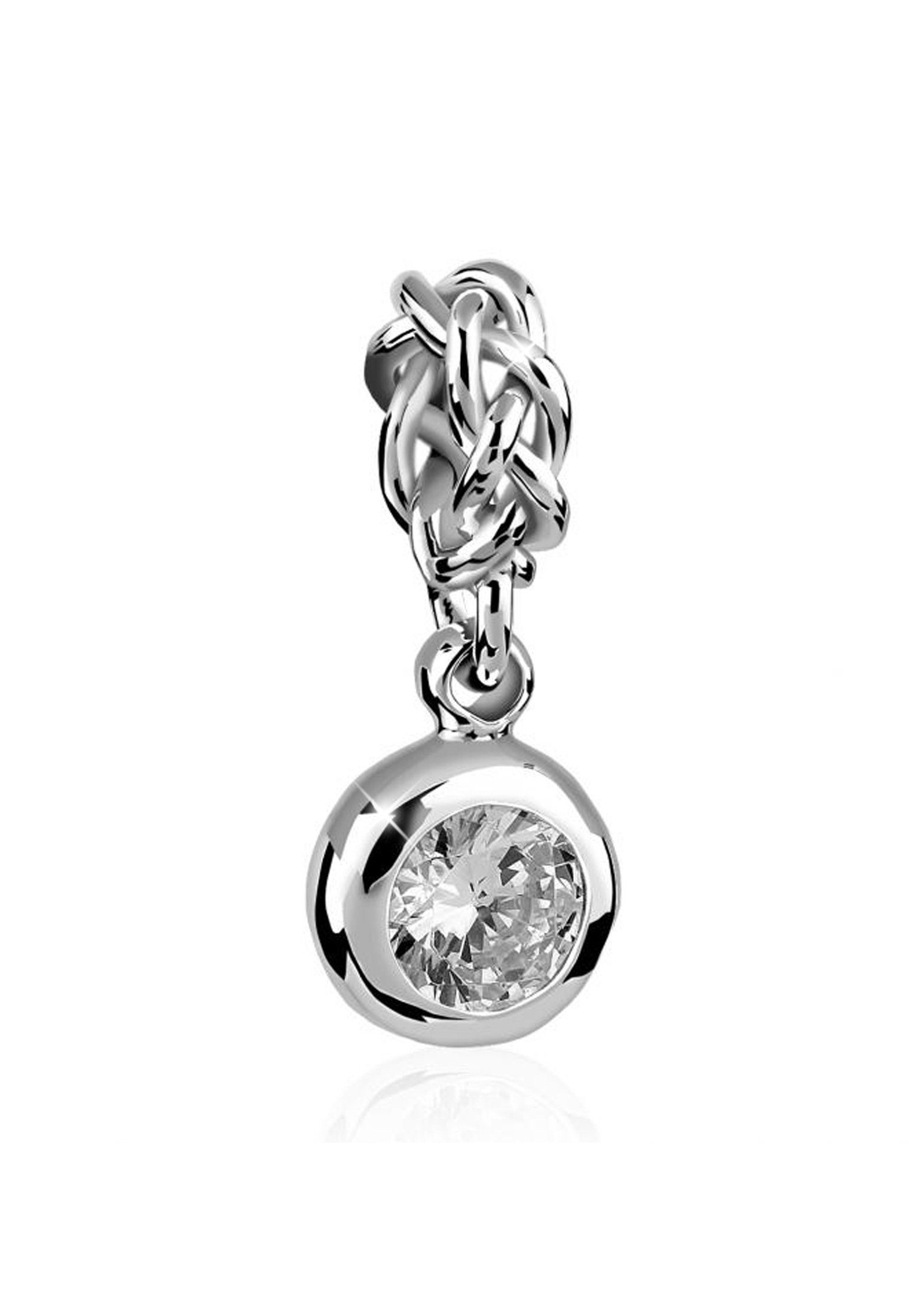 Nenalina Charm-Einhänger Solitär Zirkonia Kristall Knoten Bead 925 Silber