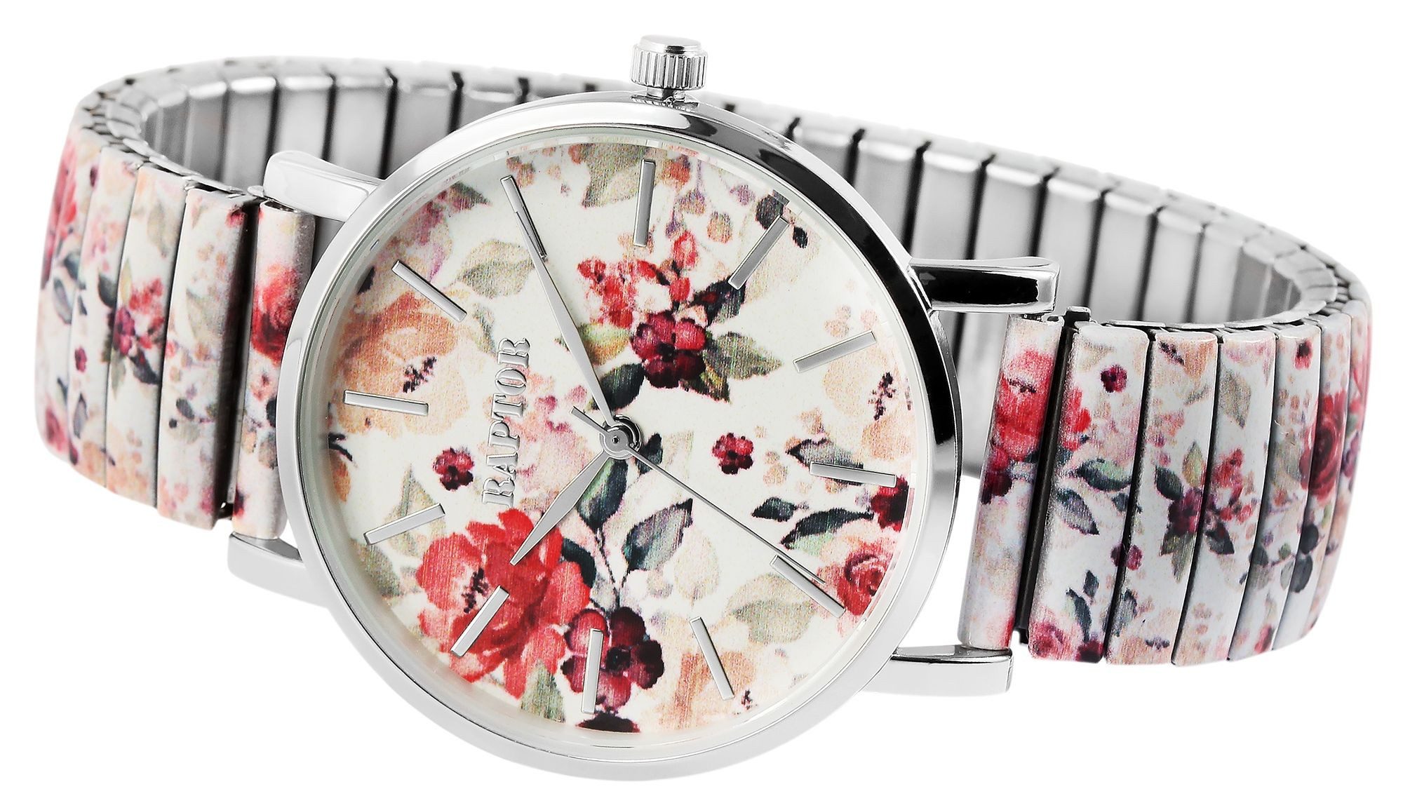 Raptor Quarzuhr Colorful Edition mit Edelstahlzugarmband, 3 ATM, Mineralglas