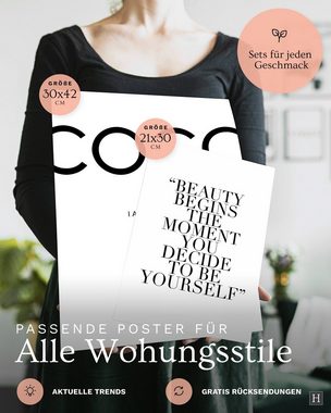 Heimlich Poster Set als Wohnzimmer Deko, Bilder DINA3 & DINA4, Coco, Sprüche &Texte