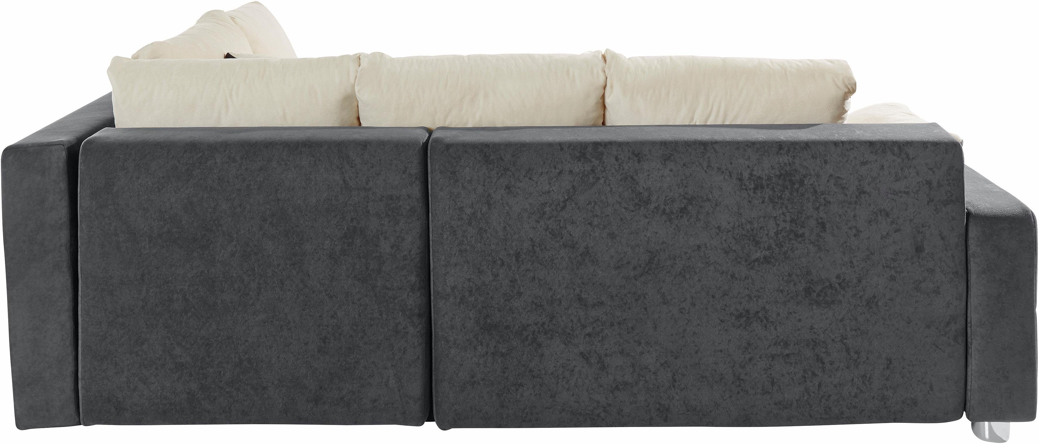 COLLECTION AB Ecksofa Parma L-Form, B: 224 cm, Schlaffunktion, Bettkasten & 2 Zierkissen, Federkern