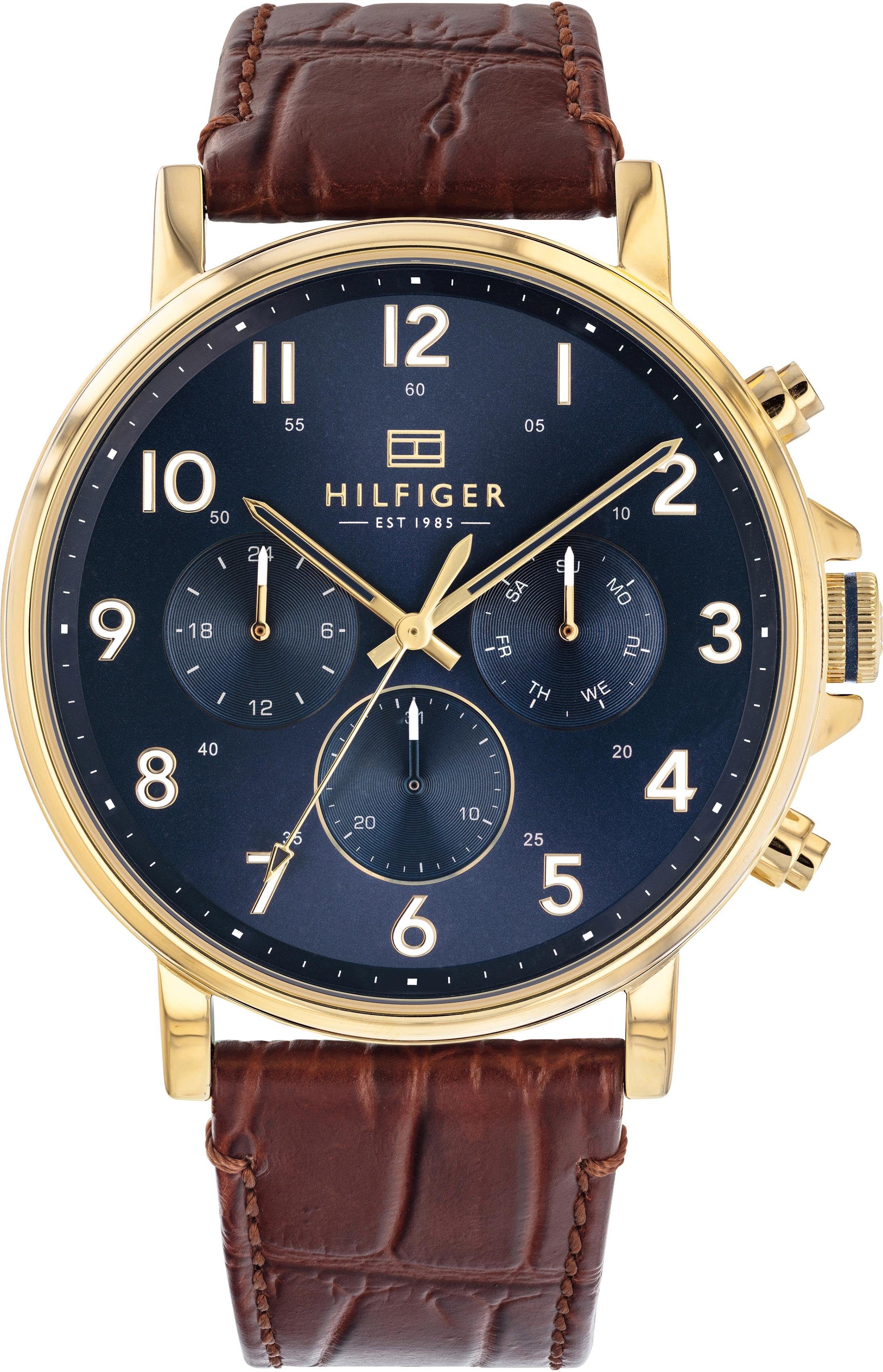 Tommy Hilfiger Multifunktionsuhr Dressed Up, 1710380, Quarzuhr, Armbanduhr, Herrenuhr, Datum, 12/24-Std.-Anzeige, analog