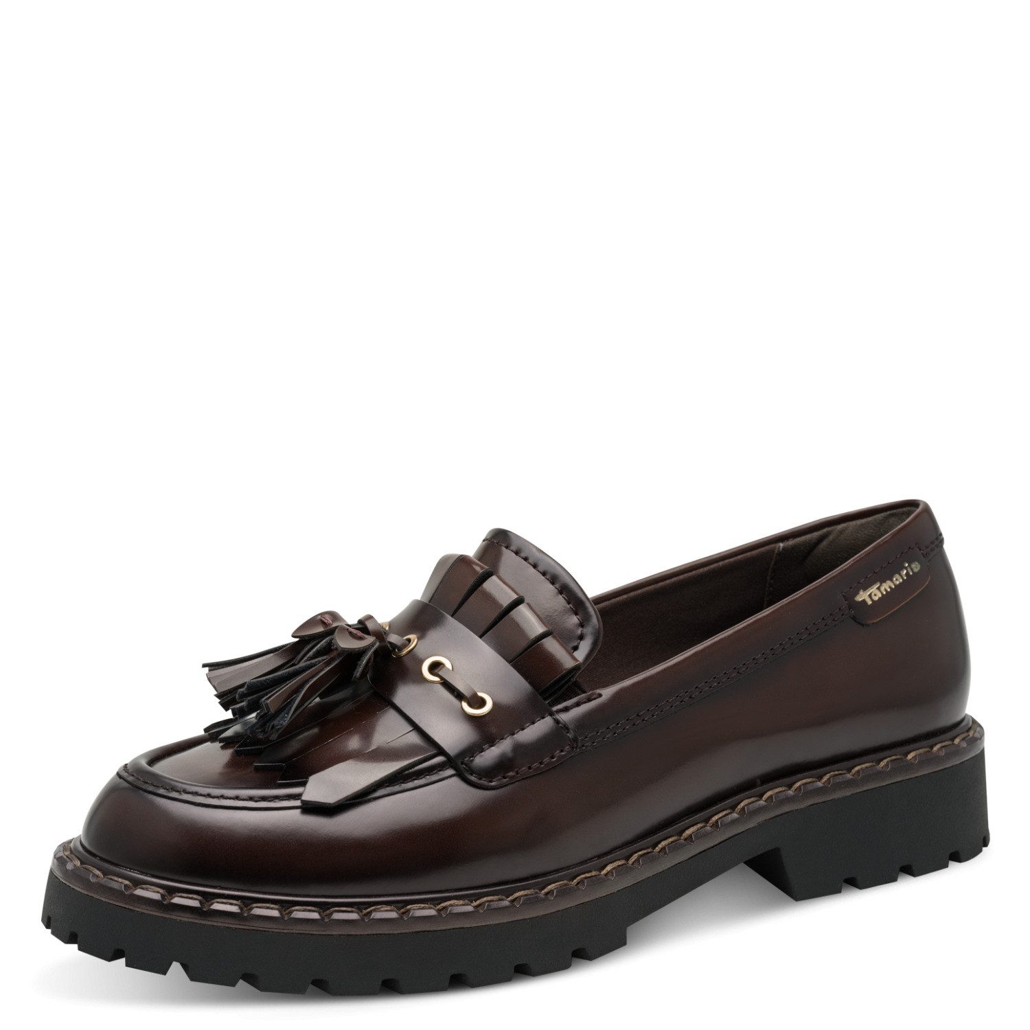 Tamaris Slipper Halbschuh, Loafer, Businessschuh mit modischen Quasten und Durchzügen