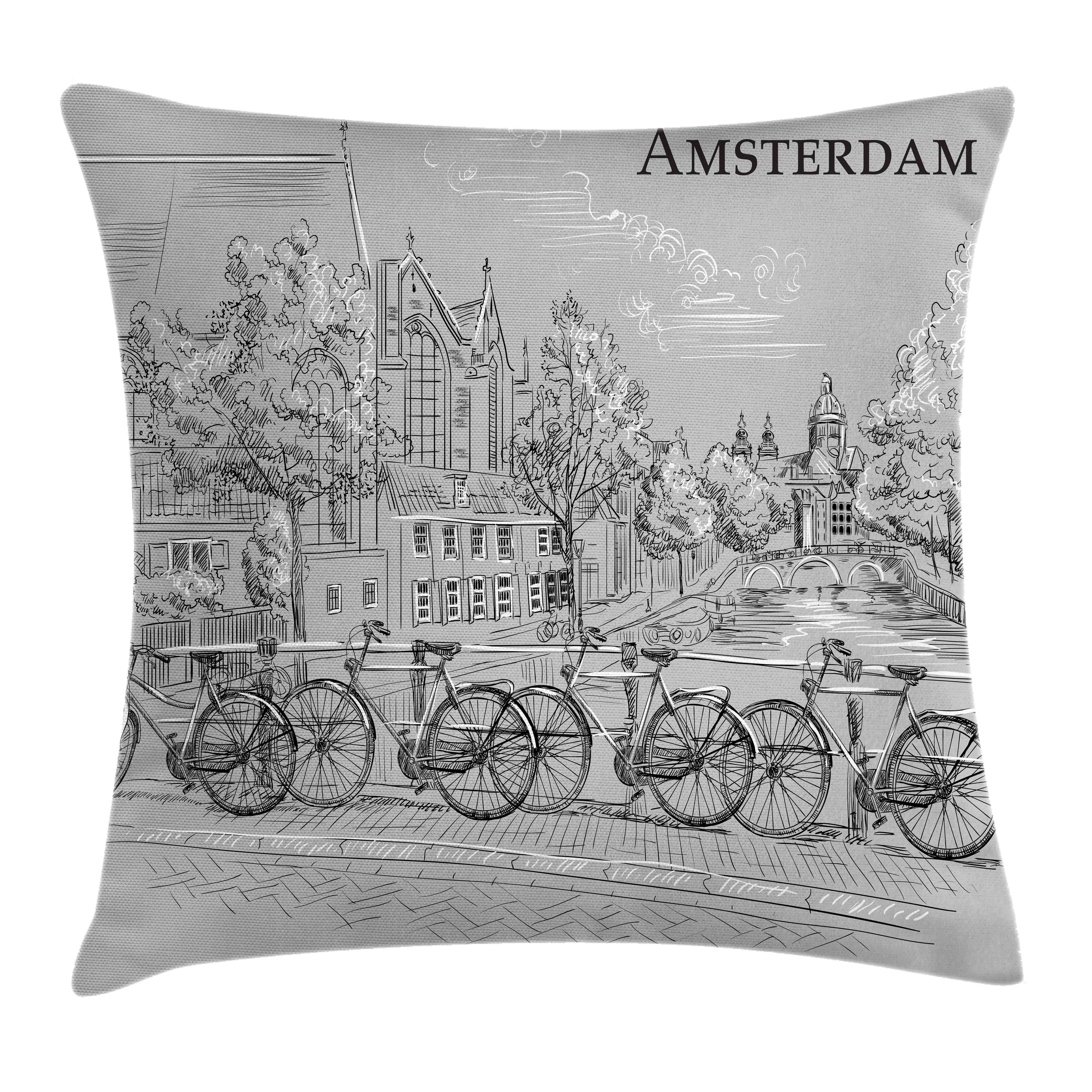 Kissenbezüge Fahrräder Reißverschluss Kissenhülle Abakuhaus durch Kanal (1 den Druck, Farben Klaren Farbfesten Waschbar mit Beidseitiger Stück), mit Amsterdam
