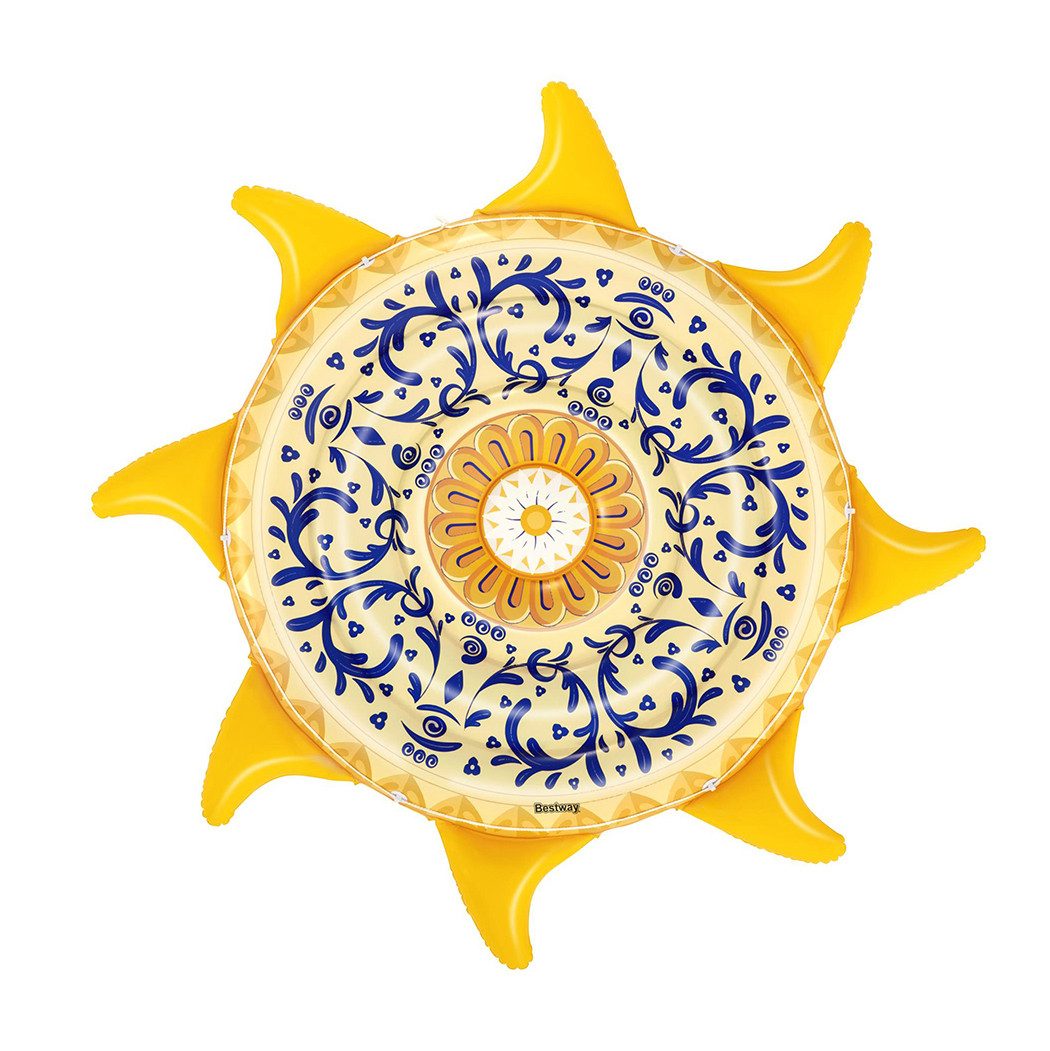Bestway Badeinsel Mediterrane Sonne, (Packung, 1-St., Inkl. Getränkehalter), Ø 207 x 22 cm